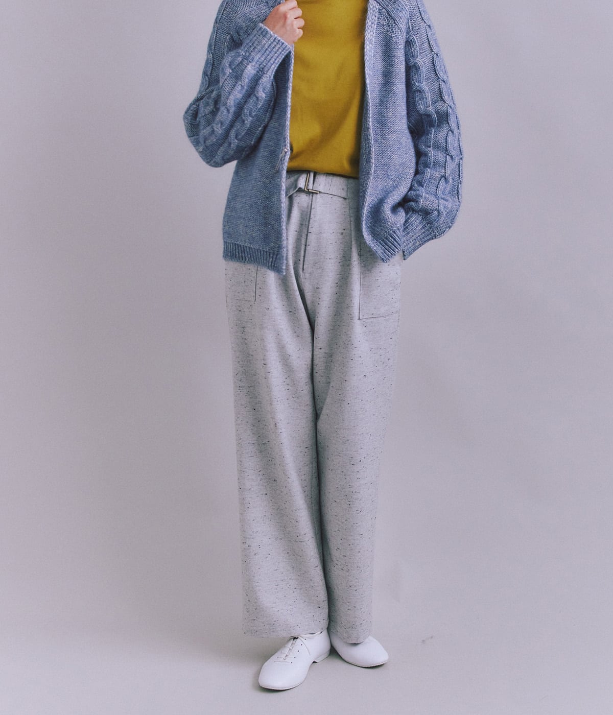 【ウォッシャブル】Nep Tweed ベルトベイカーパンツ
