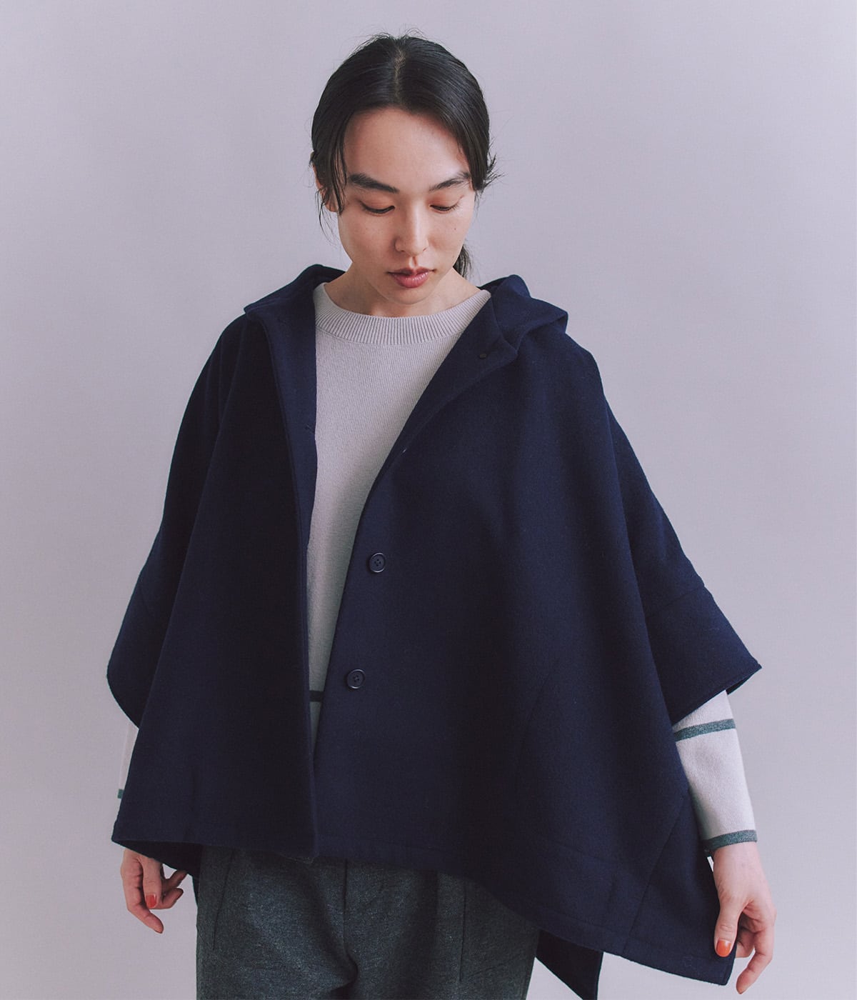 High Count Melton フードポンチョコート