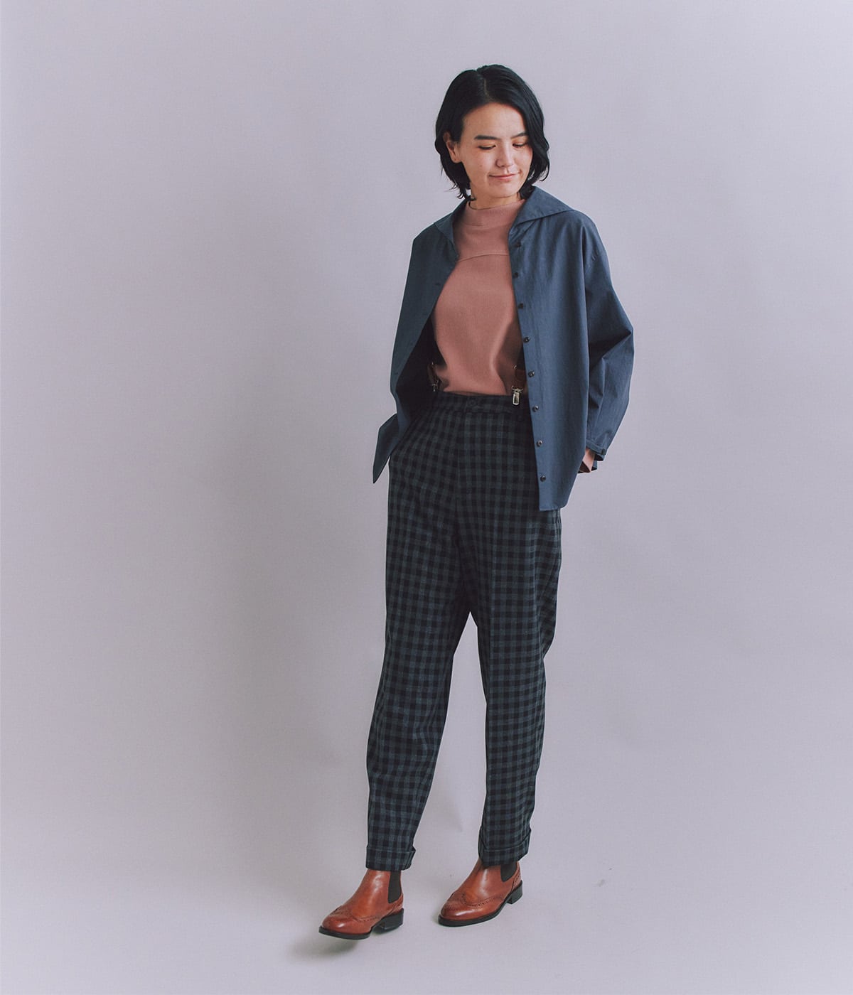 High Density Twill セーラーピンタックブラウス(37616021-2025