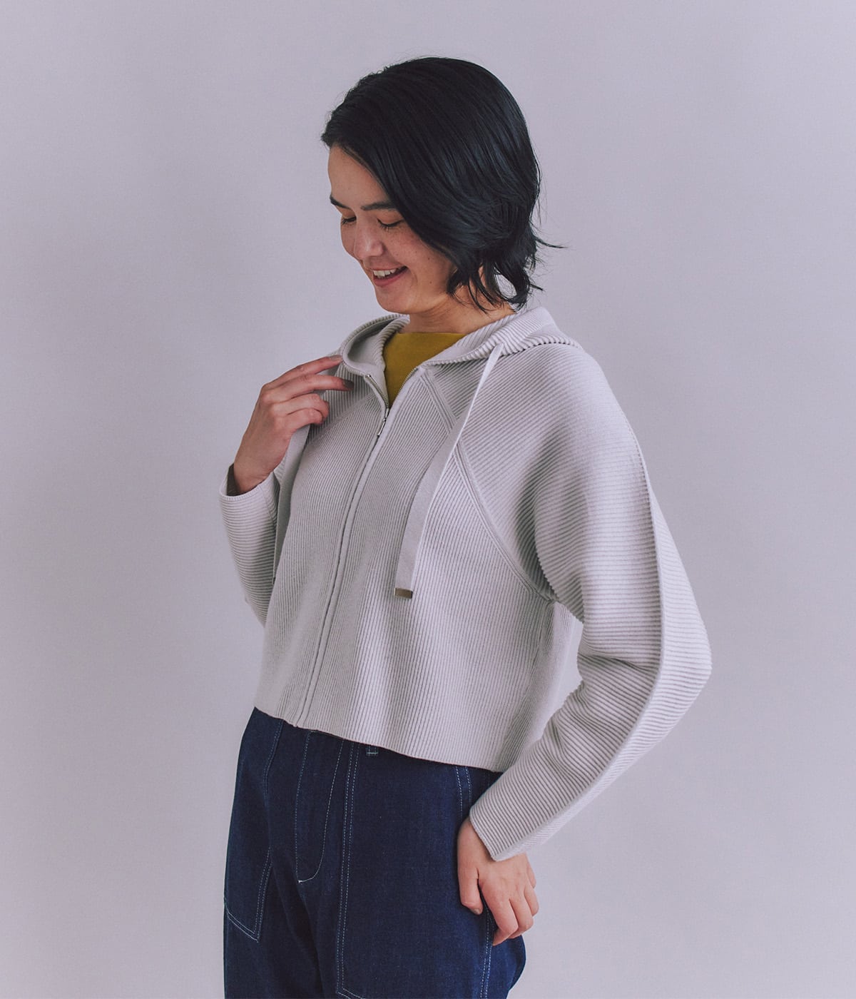 【ウォッシャブル】Garter & Half Cardigan Stitch フーディニット