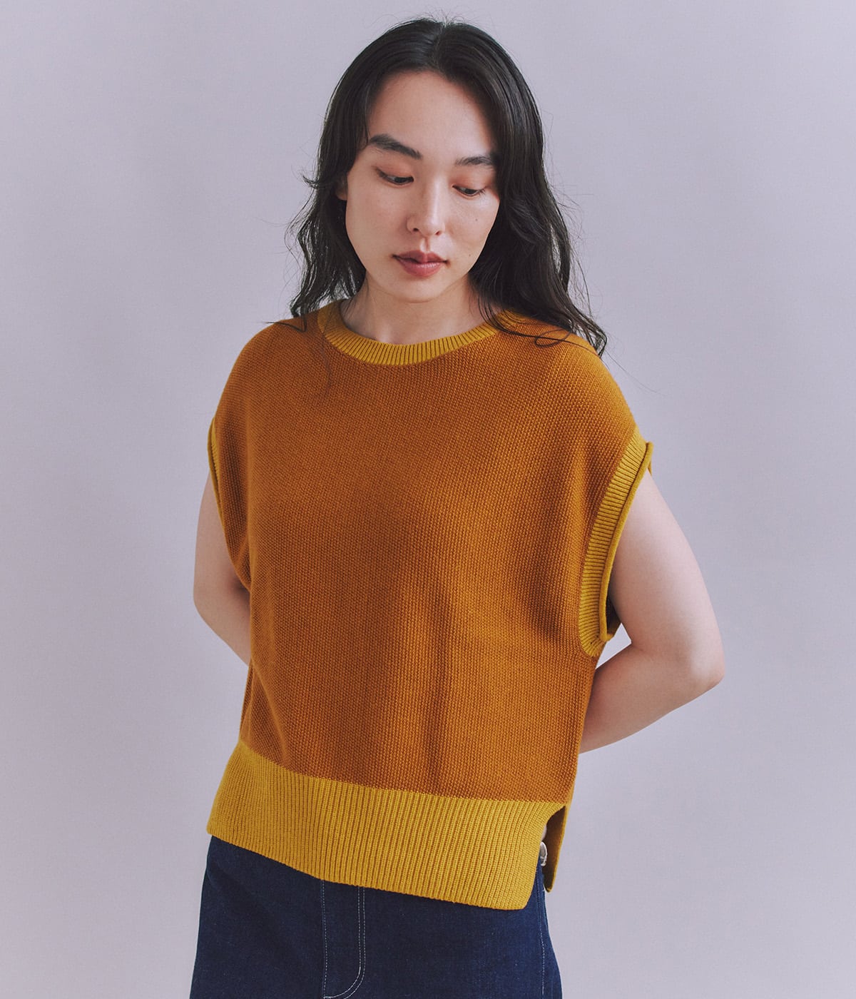 Organic Cotton Wool 配色2wayニットベスト
