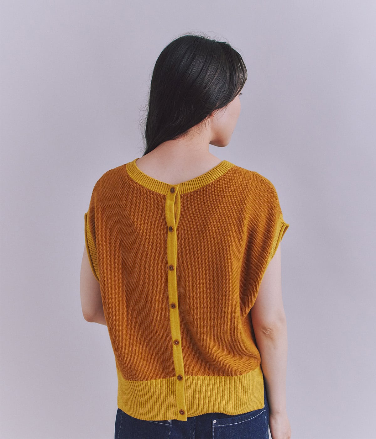 がぱお♡ Theory 23SS サマーコットンニット ベスト ブラウン Organic Cotton Wool 配色2wayニットベスト(37796721-2025