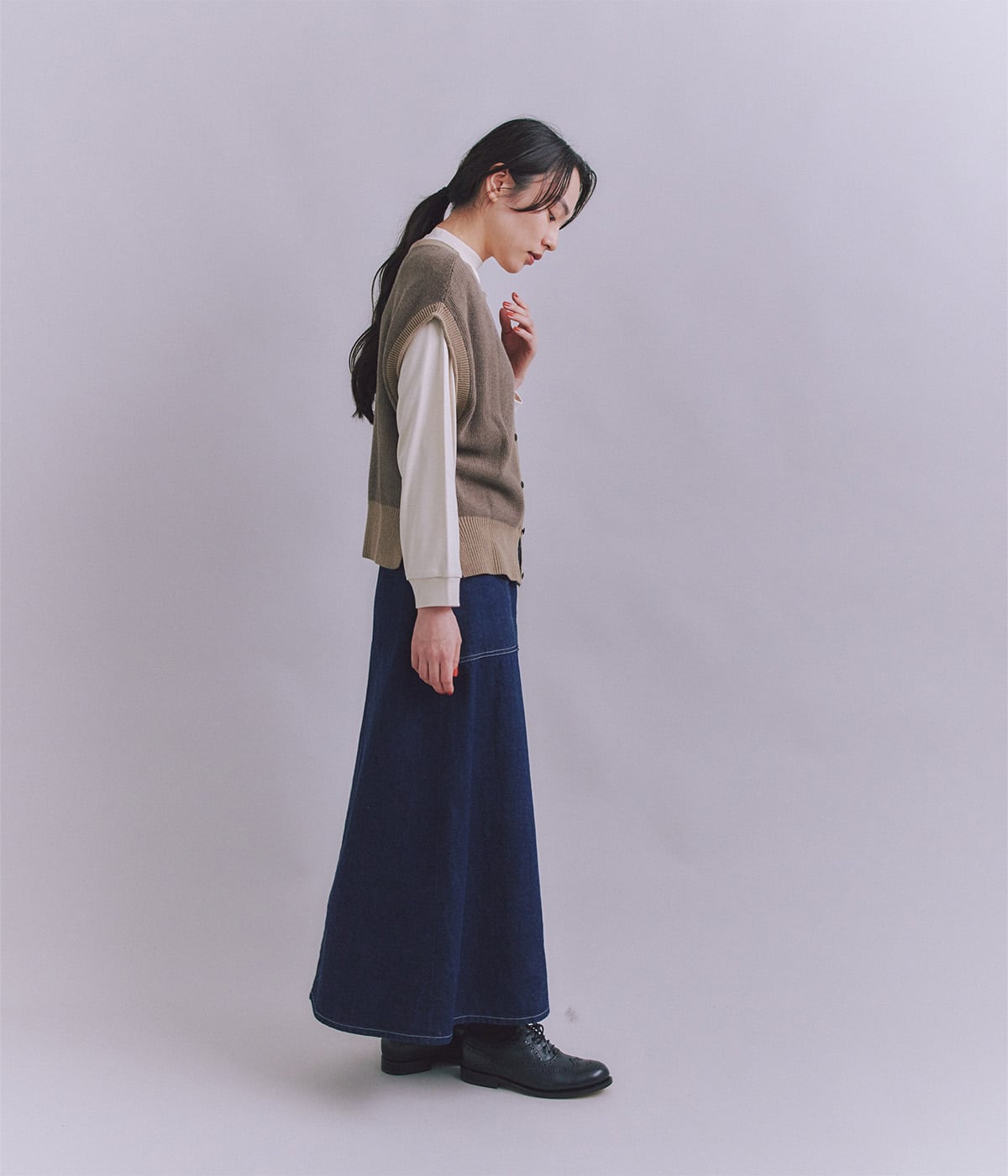 美品⭐︎RIVE DROITE 2WAY YAK100 ニット ベージュ Organic Cotton Wool 配色2wayニットベスト(37796721-2025