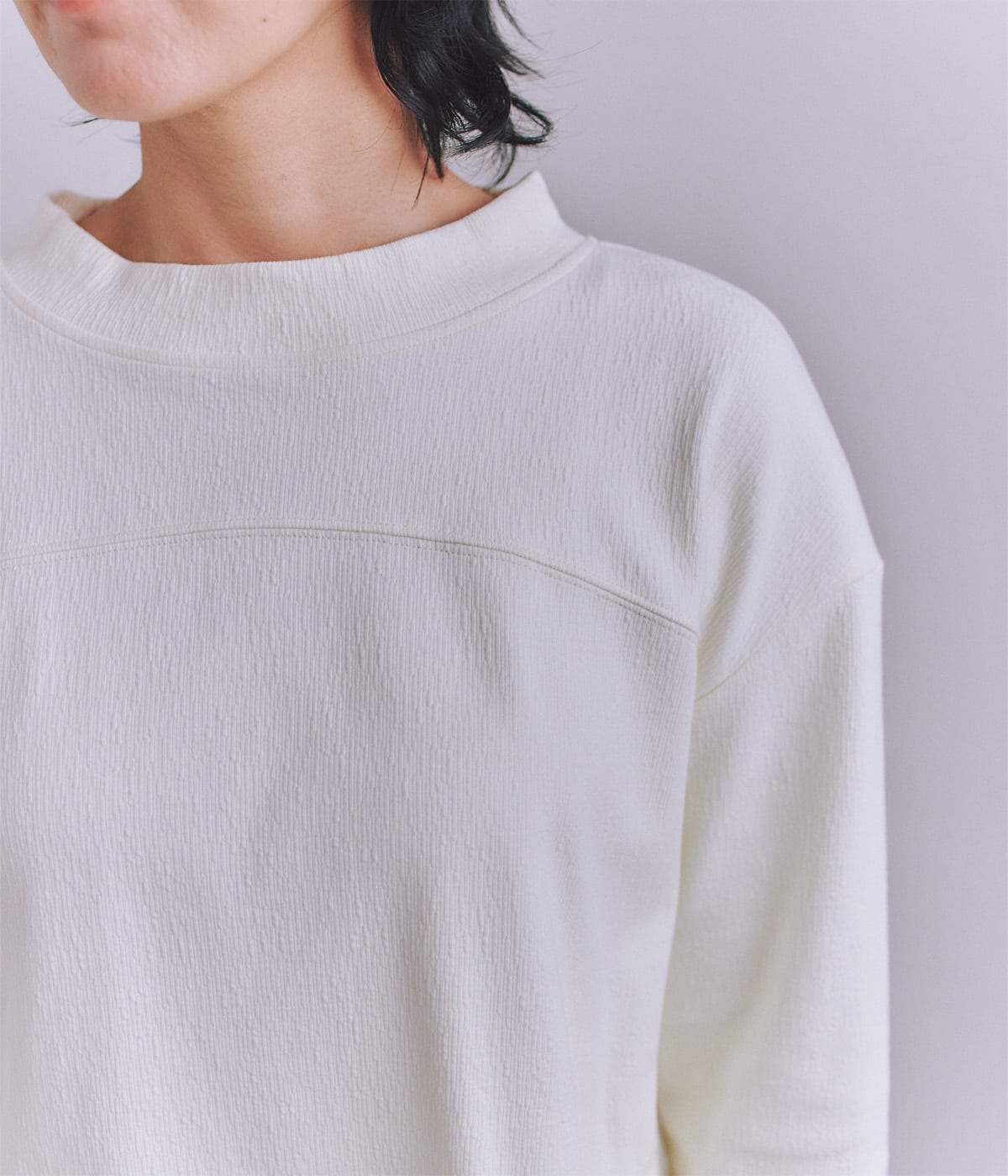 Crepe Double Face Knit 切替えボトルネックプルオーバー