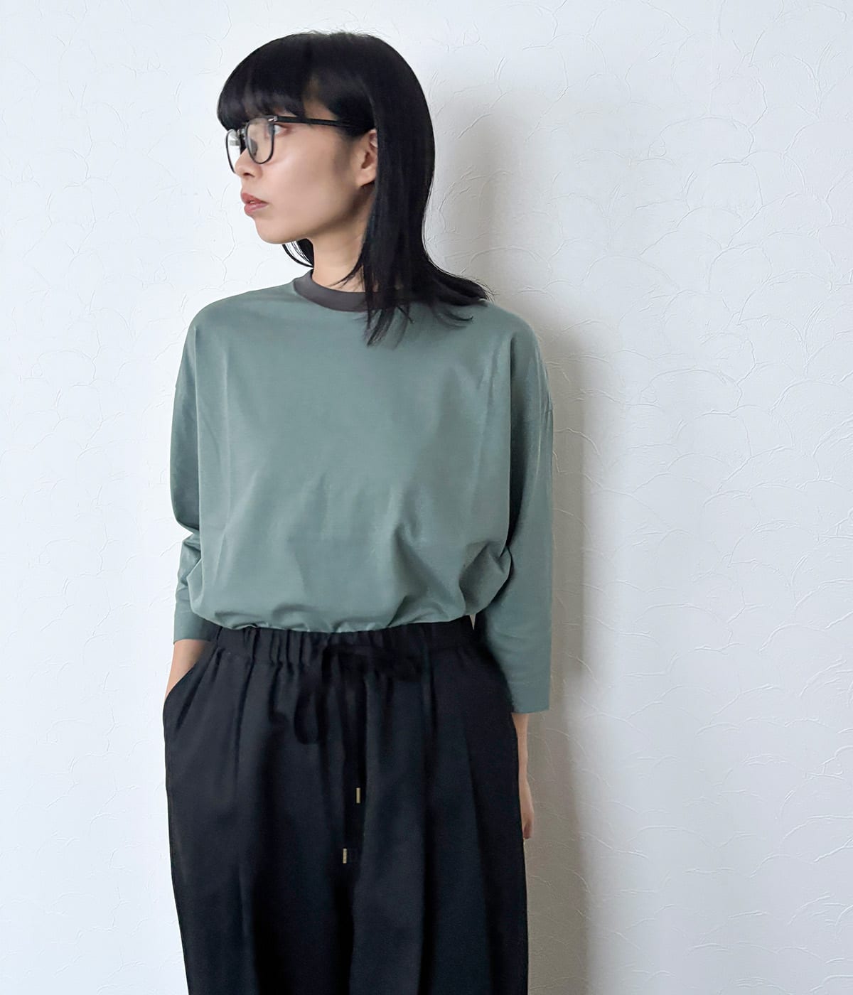 High Gauge Jersey 7分袖バックプリントTシャツ