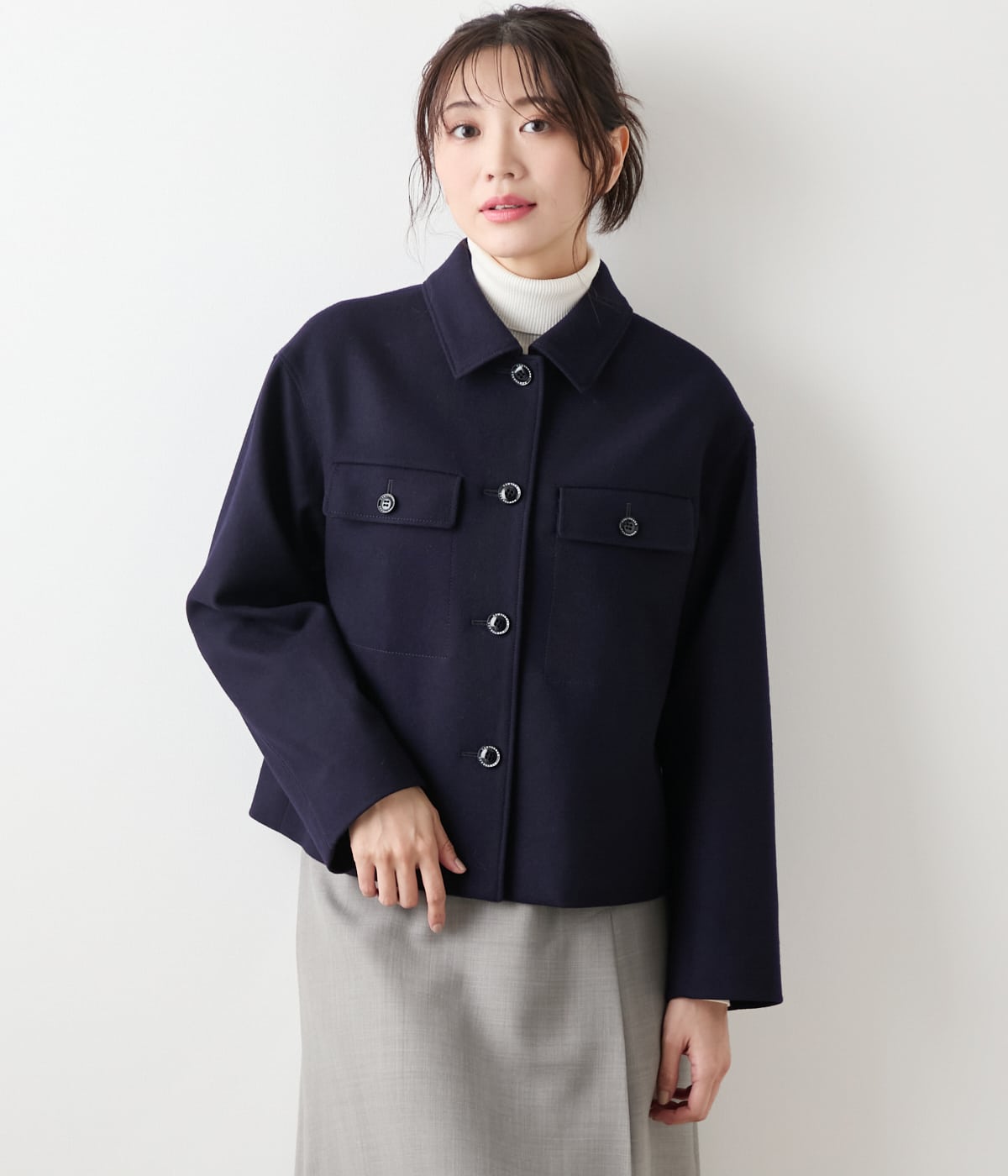 NEWYORKER MELTON ステンカラーショートジャケット