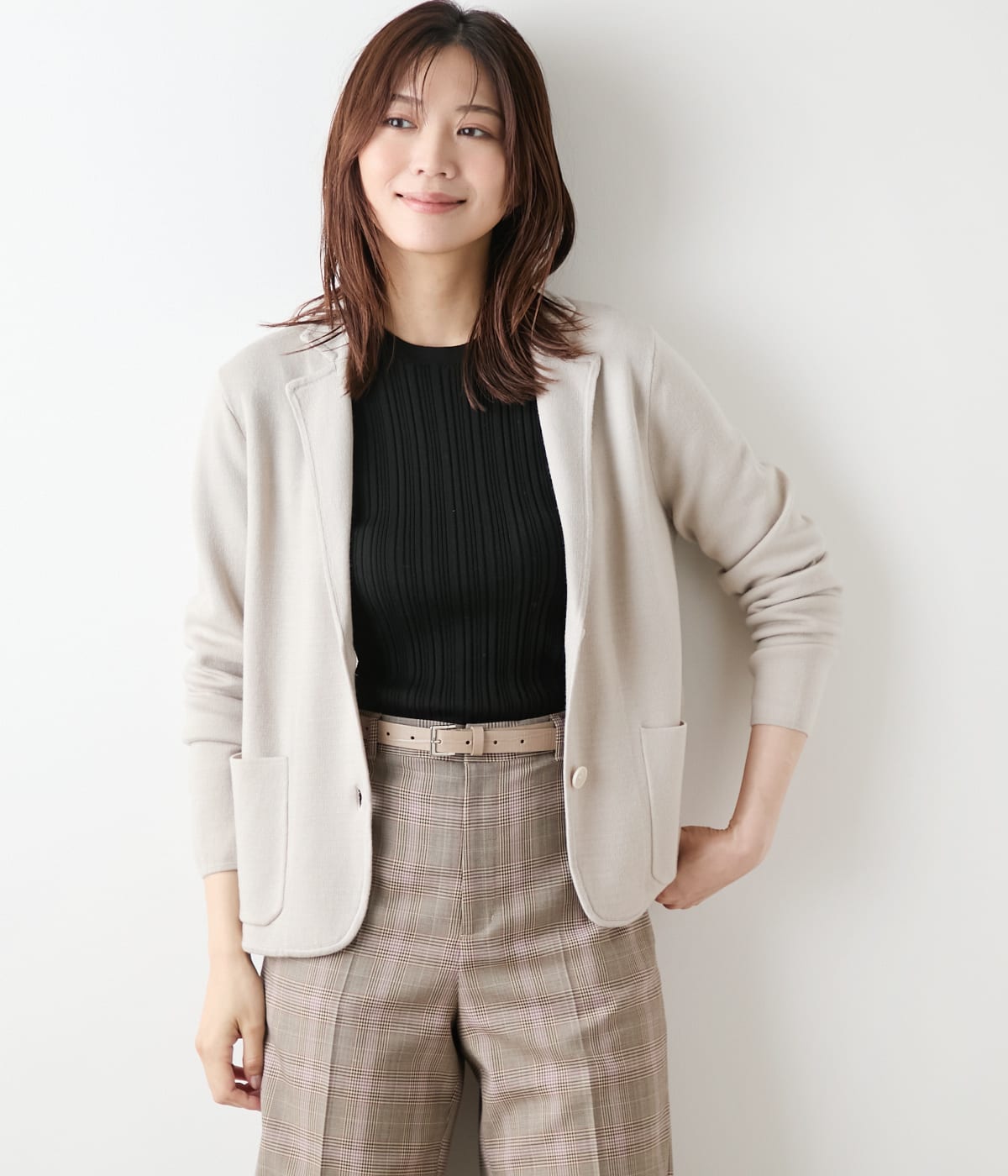 【手洗い可能】和紙混接結編み ニットジャケット