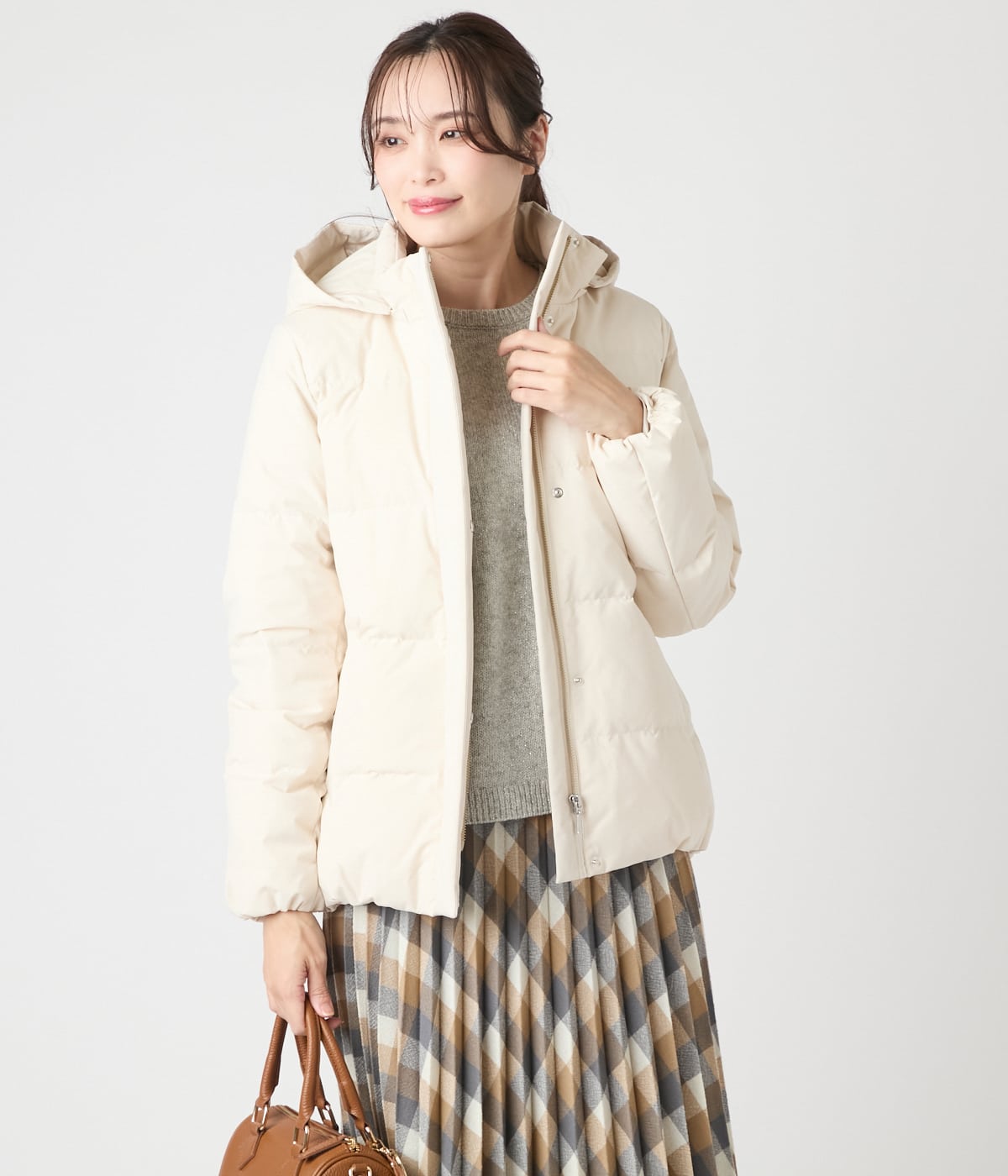 ポリエステルストレッチタフタ ダウンコート