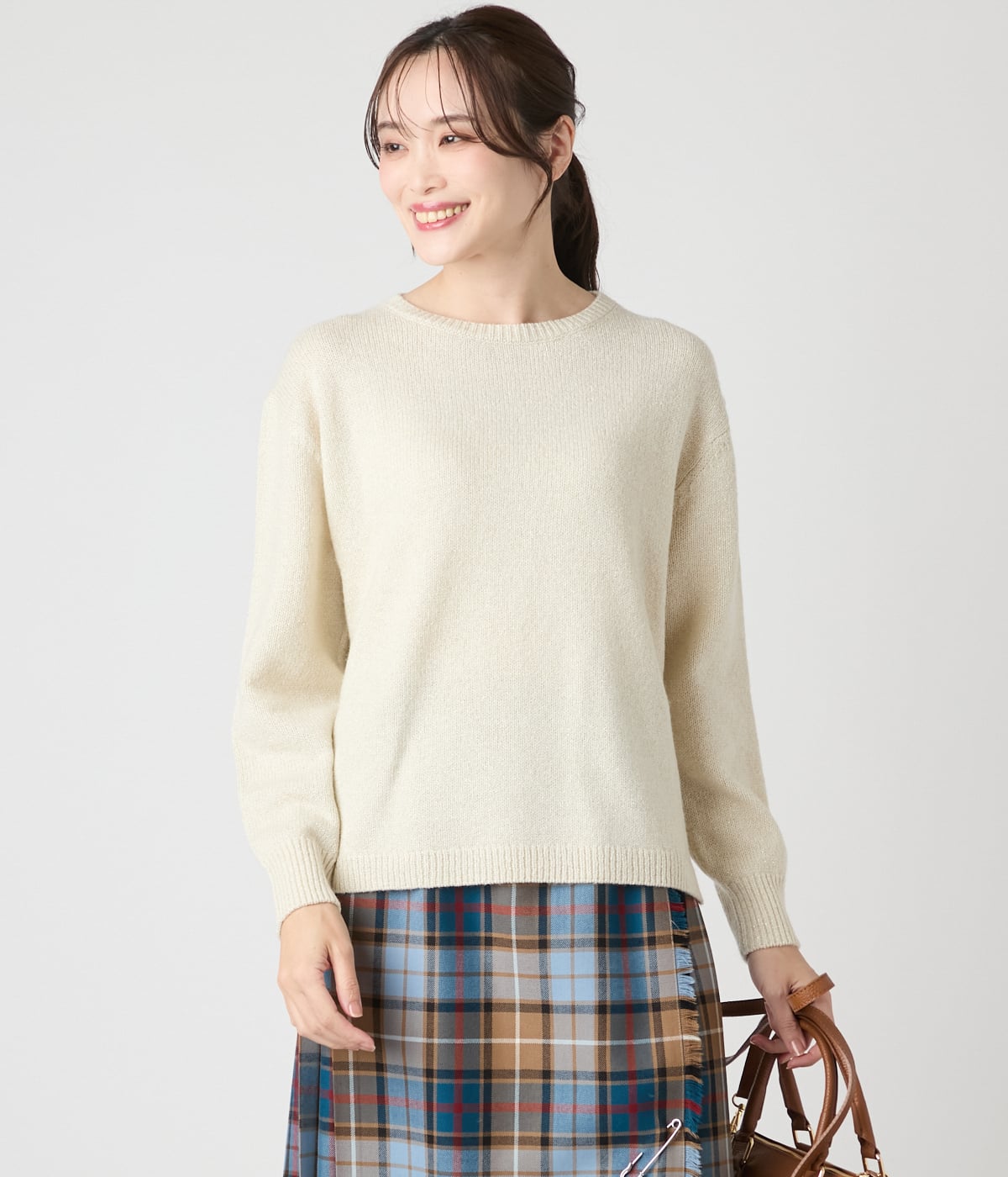 ウールナイロン天竺 ラメニットプルオーバー