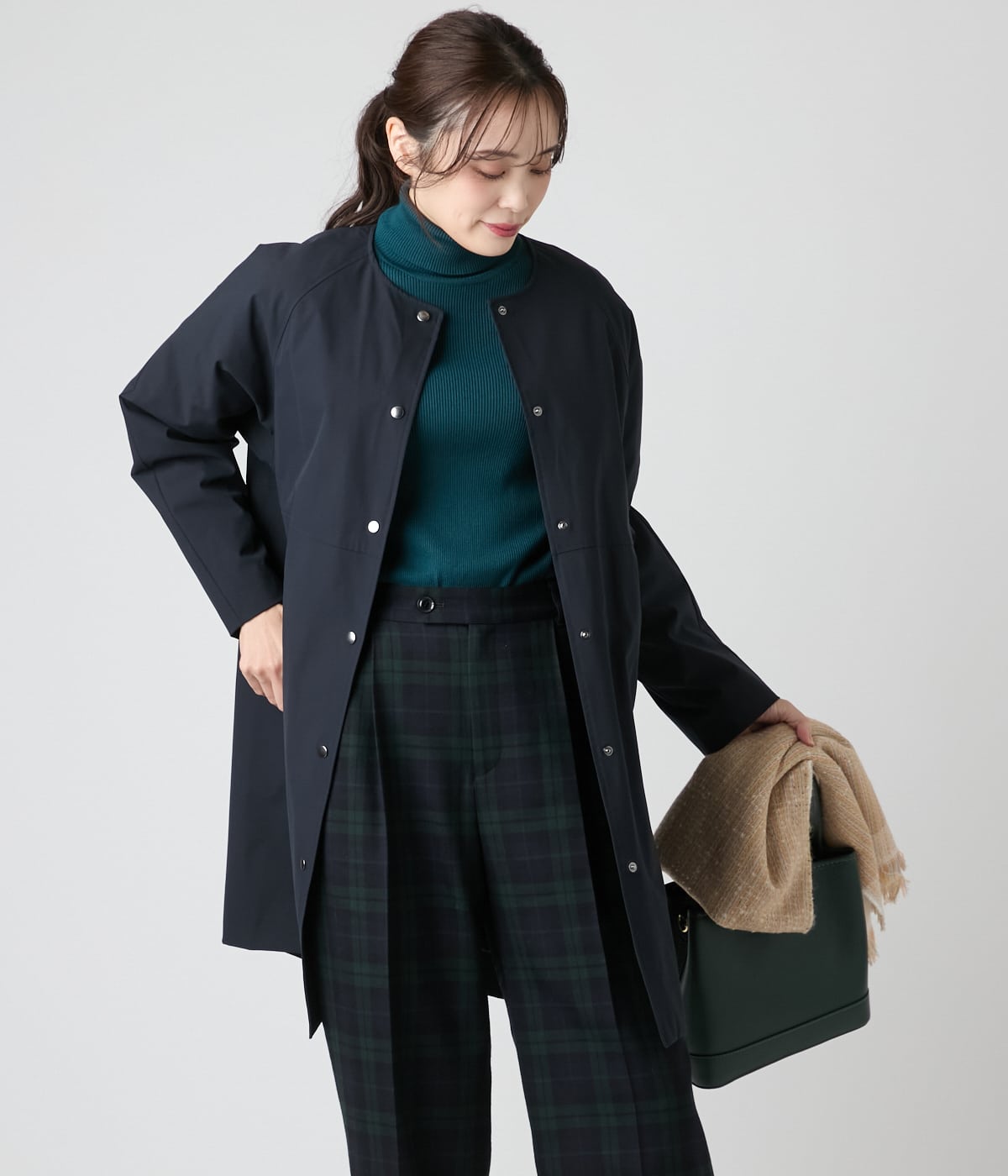 【L】ポリエステルタフタ ライトダウンコート