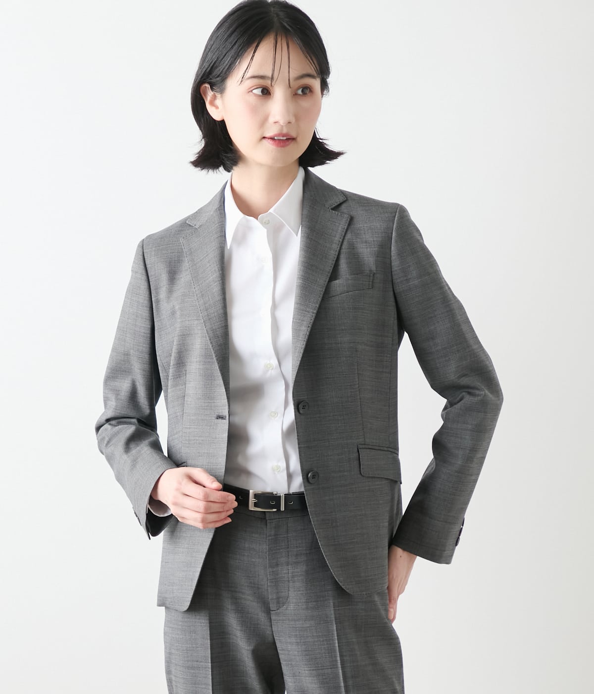 【L】ウールシルクピンヘッド ノッチドラペル2釦ジャケット
