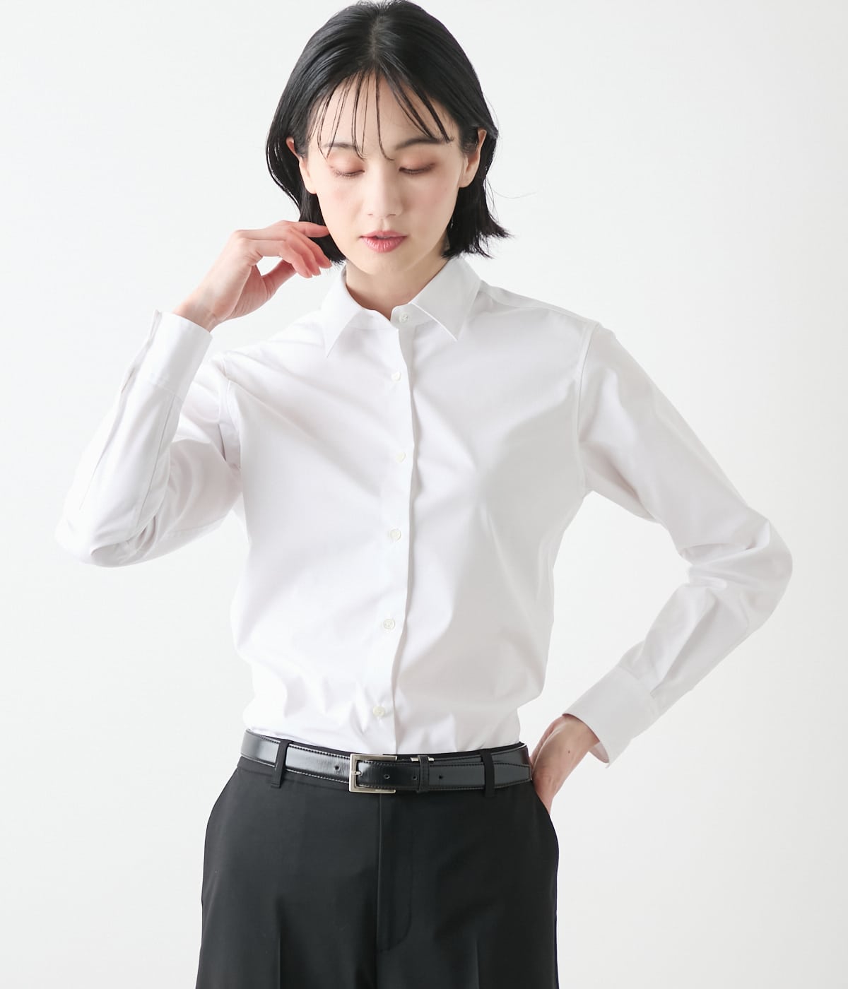 【L】コットンポリブロード レギュラーカラーシャツ(リクルート対応)
