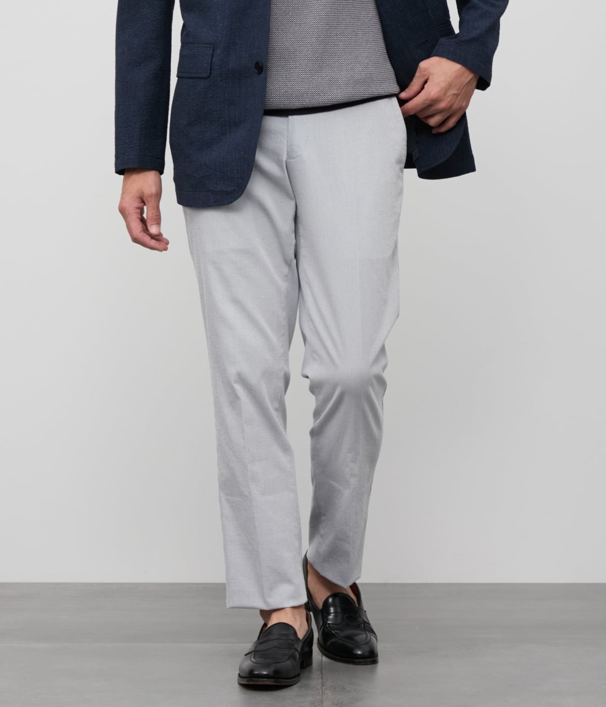 the wardrobe. newyorkerの【ストレッチ・吸水速乾】COOL COMFORT コードレーンサッカー ウエストアジャストパンツ