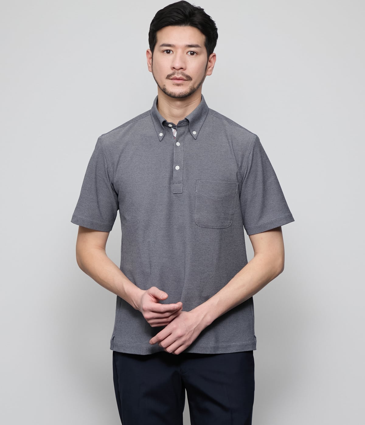 I cotoni di Albini 半袖ボタンダウンポロシャツ