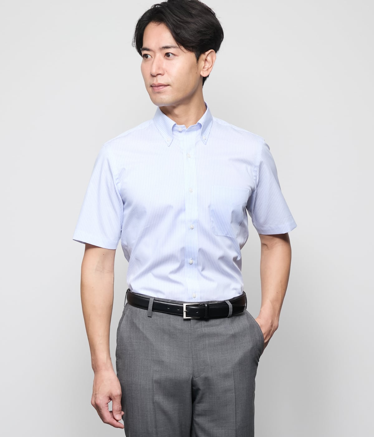 【吸水速乾】COOL COMFORT・Easy Care ストライプ 半袖ボタンダウンシャツ