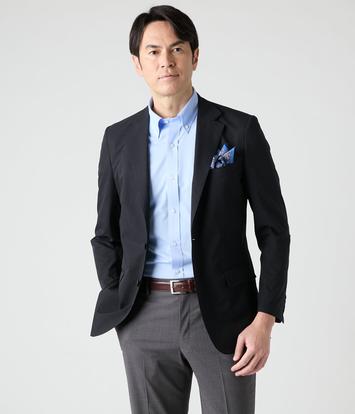 【ウォッシャブル・ストレッチ・接触冷感・防シワ】COOL DOTS グレンチェックプリント ジャケット