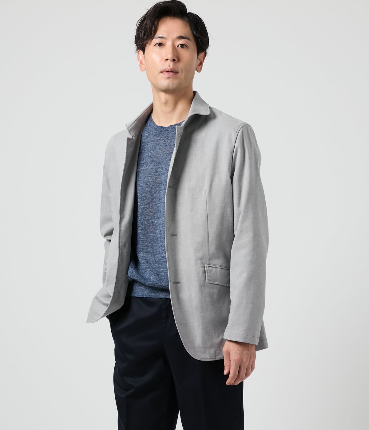 【吸水速乾・ストレッチ・ウォッシャブル】COOL COMFORT コットンリネン ピンヘッド コンバーチブルアウター(セットアップ対応）