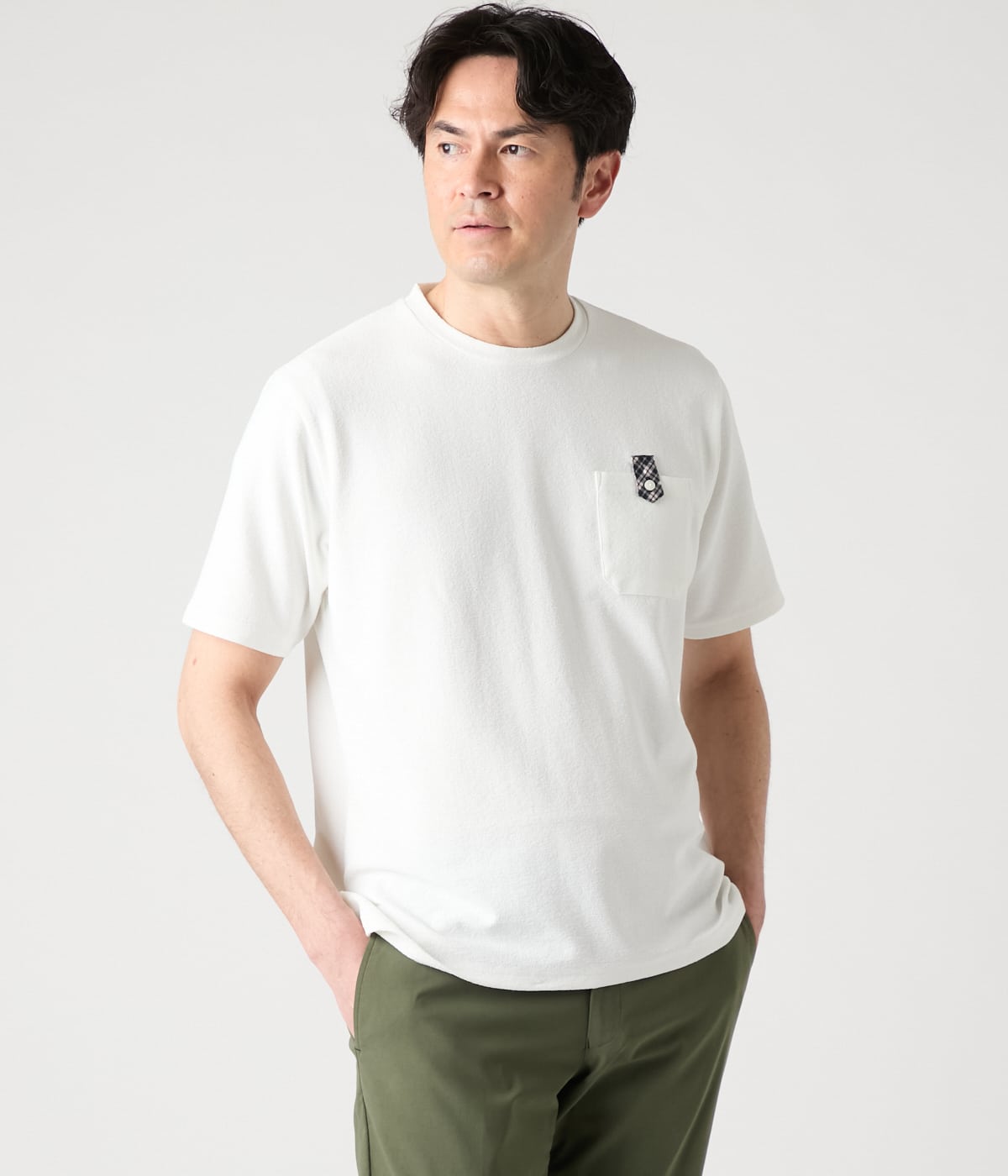 【吸水速乾】COOL COMFORT ニューヨーカータータン ブロックインレイ 半袖 クルーネックTシャツ