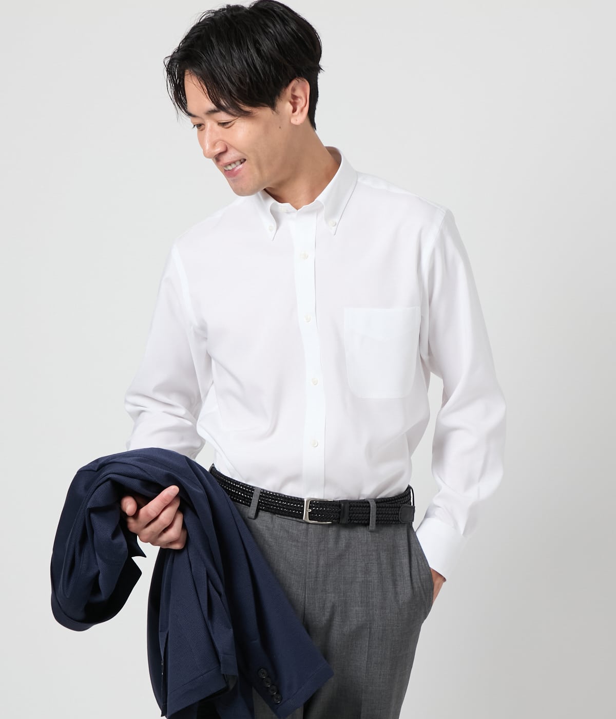 【吸水速乾・防シワ】FLEXY オックス 長袖ボタンダウンシャツ