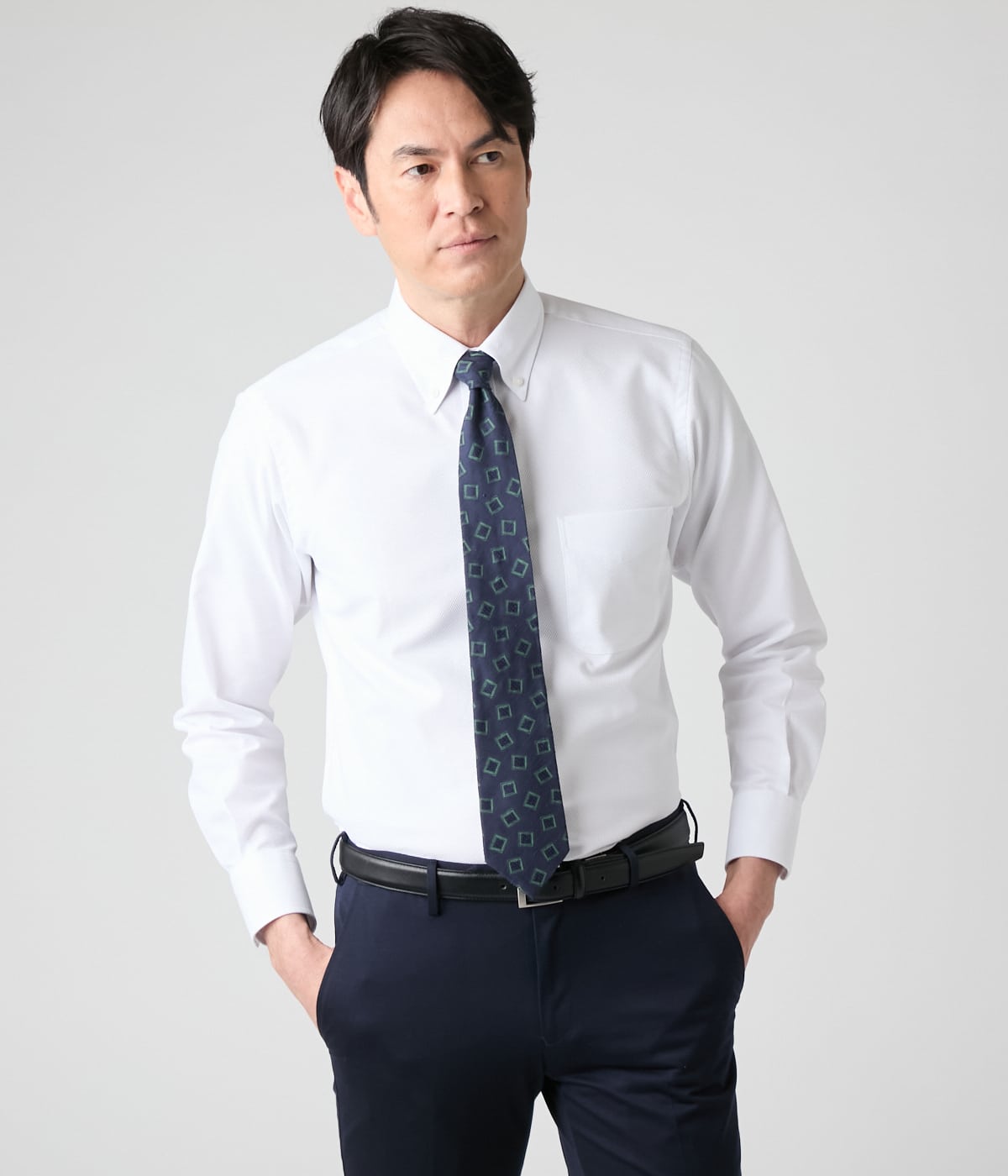 【吸水速乾】Easy Care・COOLMAX EcoMade カラミクロス 長袖ボタンダウンシャツ