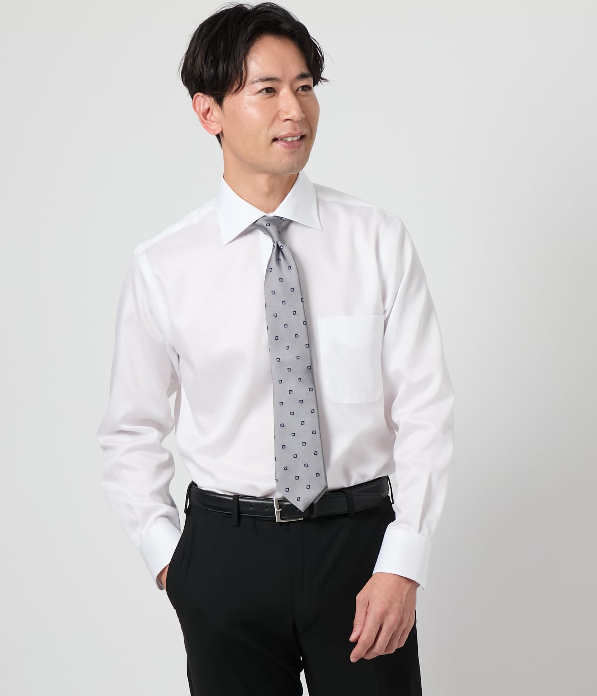 NY CARE FREE ドビークロス 長袖ワイドカラーシャツ