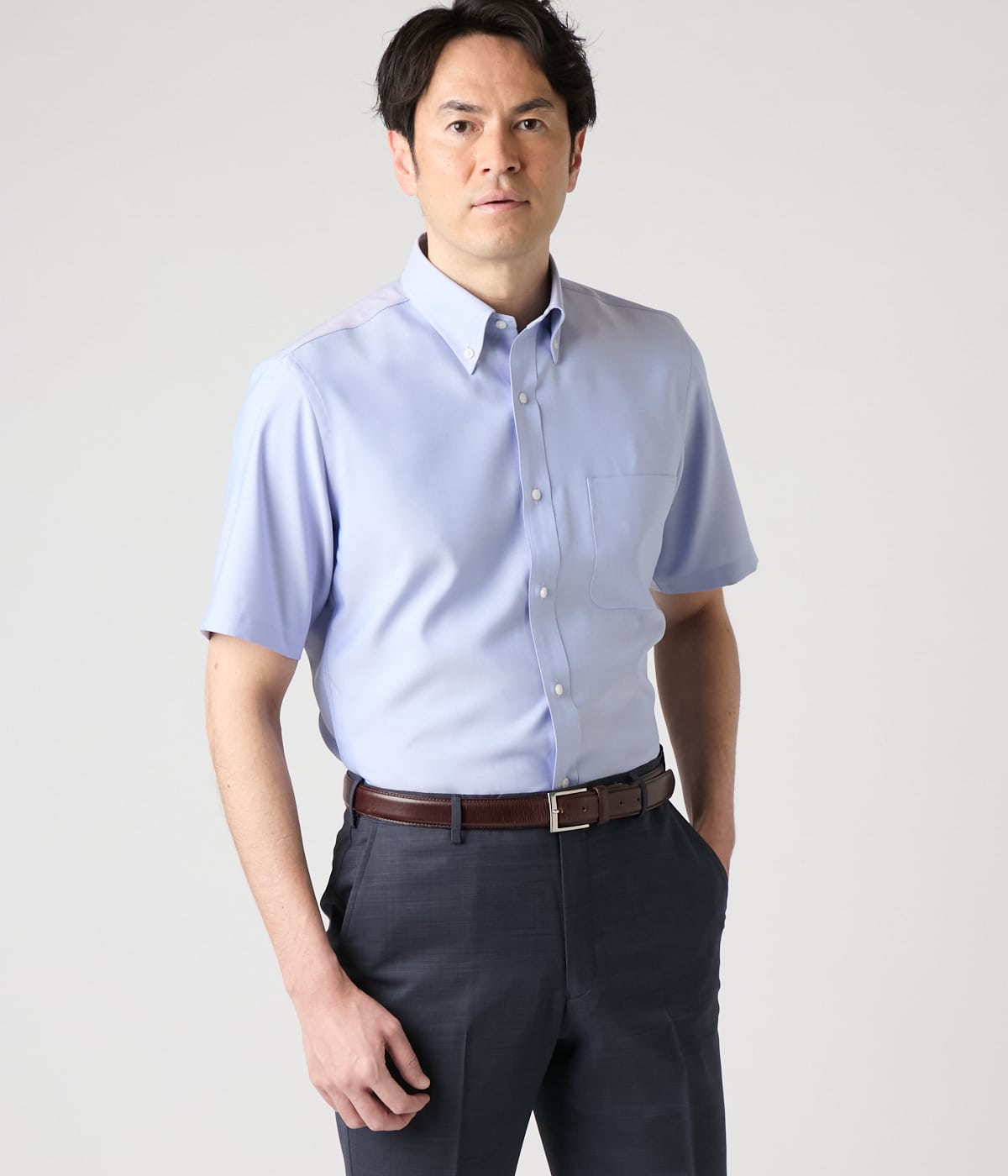 【吸水速乾・防シワ】FLEXY オックス 半袖ボタンダウンシャツ