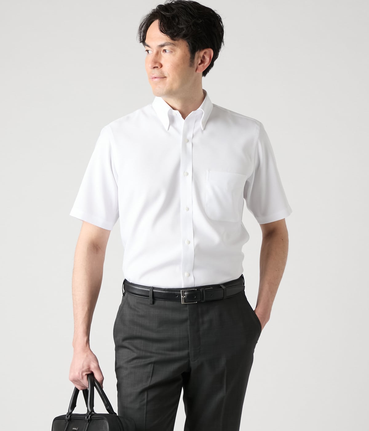 【吸水速乾・防シワ】FLEXY オックス 半袖ボタンダウンシャツ