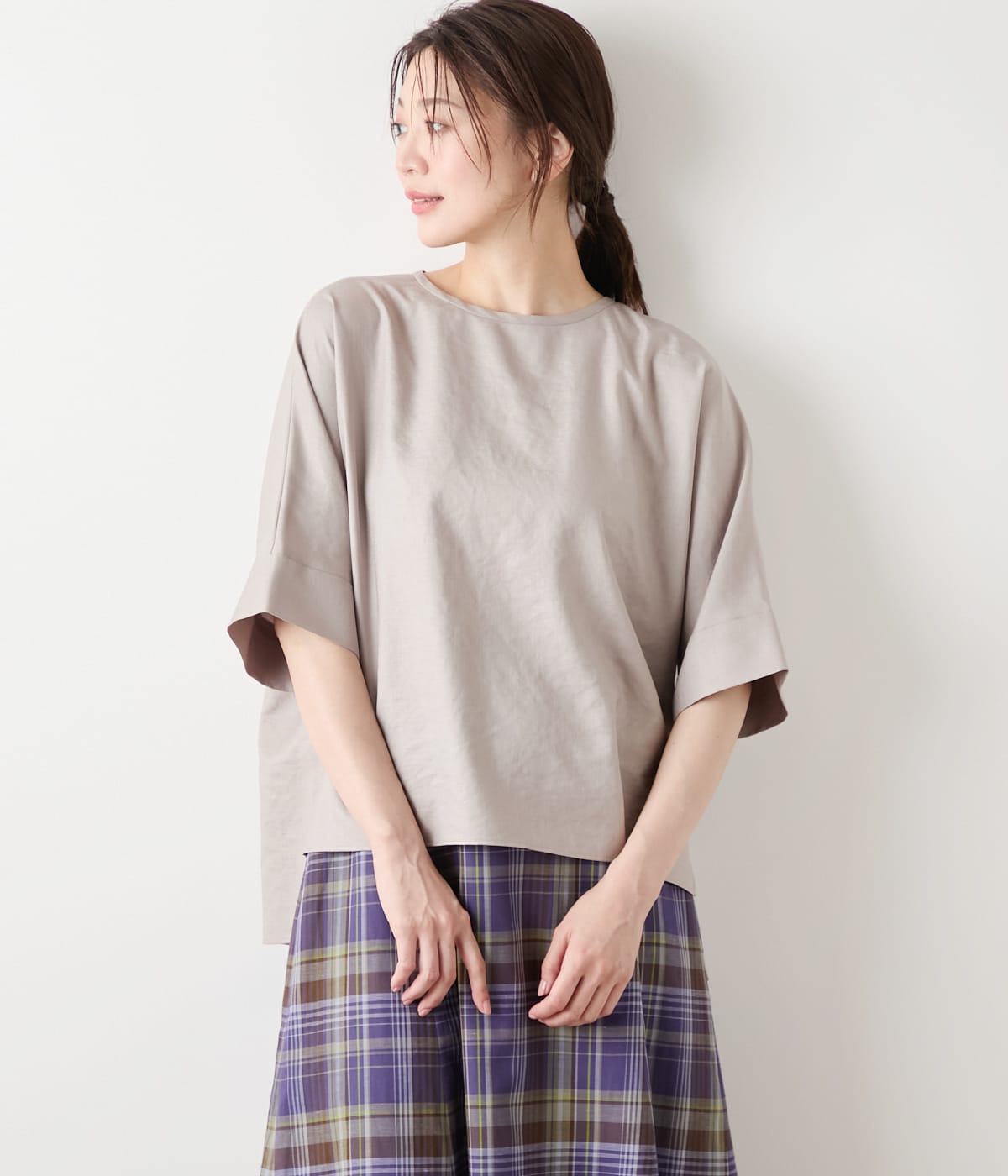 【WEB限定】ma couleur(マ クルール)  杢調ツイルタンブラー オーバーサイズブラウス