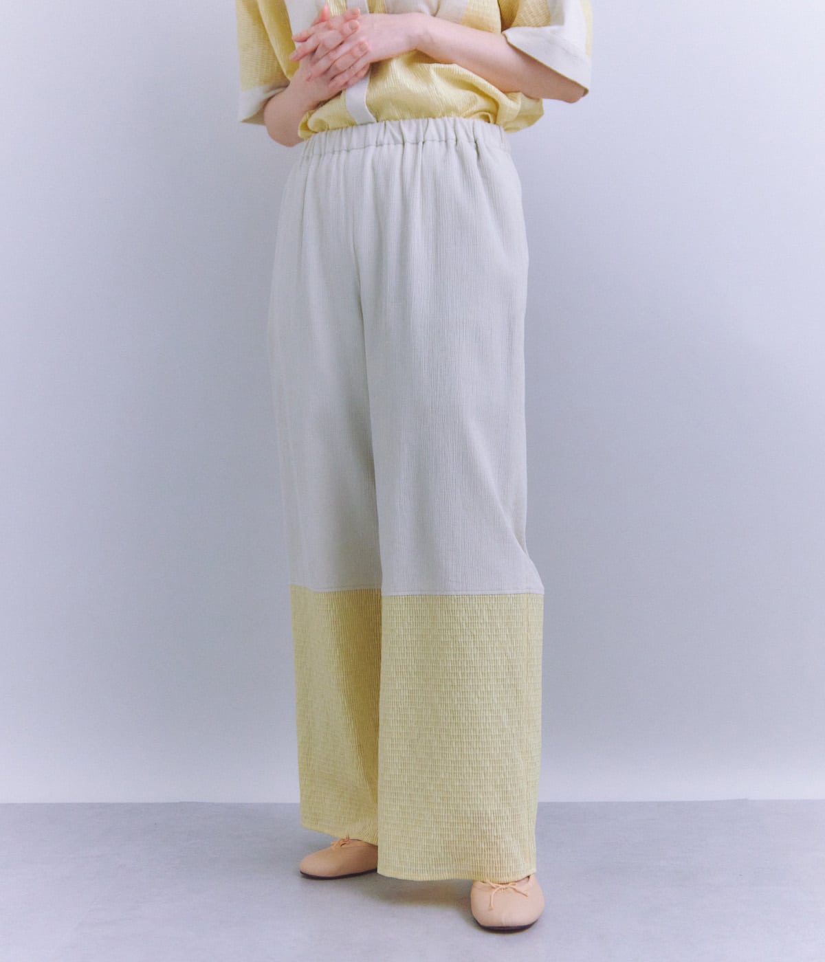Sheer Jacquard レース切替パンツ