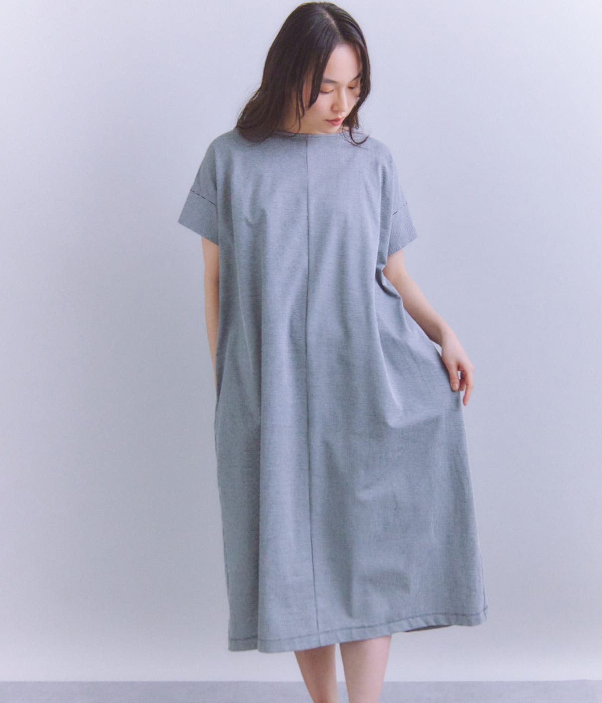 Pique Sucker Jersey タックスドレープワンピース