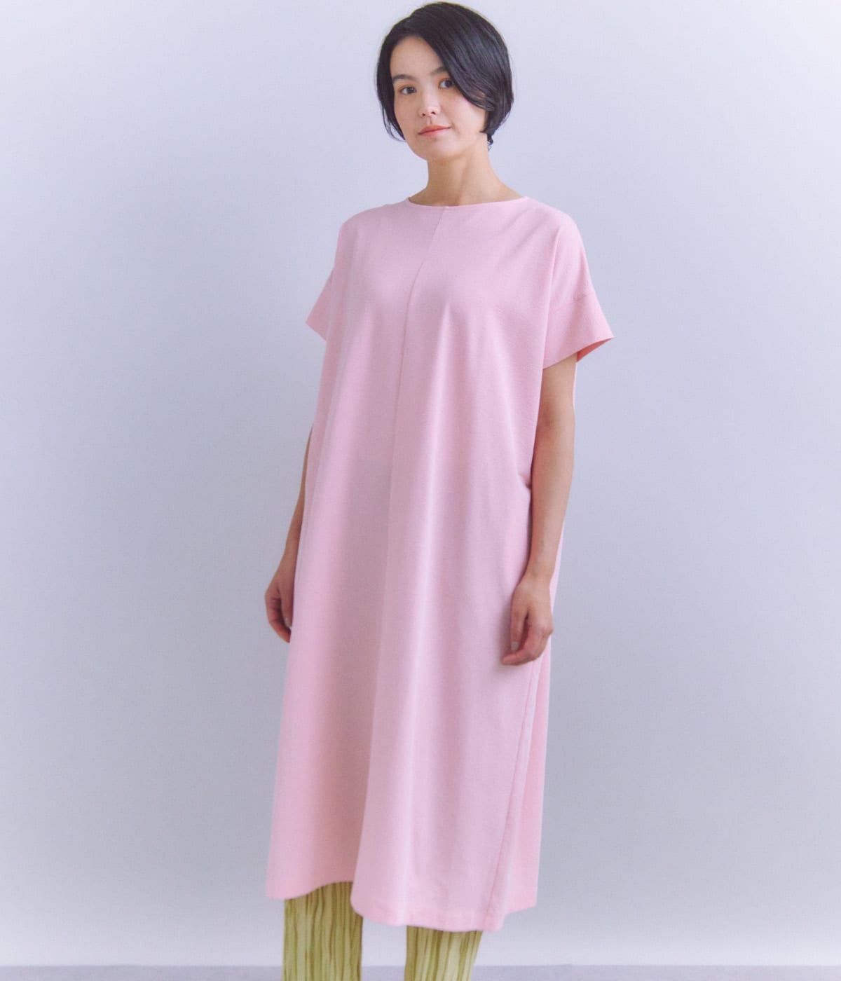Pique Sucker Jersey タックドレープワンピース
