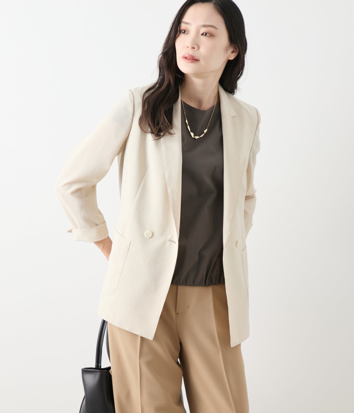 【L】【ウォッシャブル】ドライライトクロス Wブレストジャケット