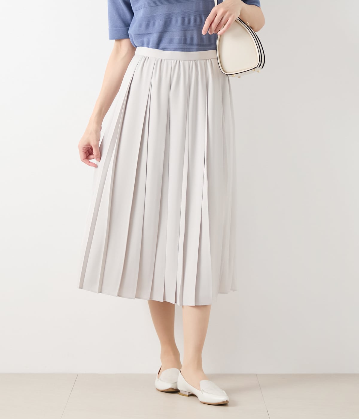 【L】バックサテン 変形プリーツスカート