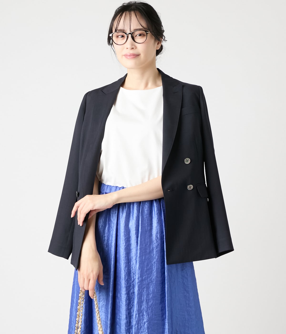 【ウォッシャブル】リネンライクブッチャー ダブルブレストジャケット