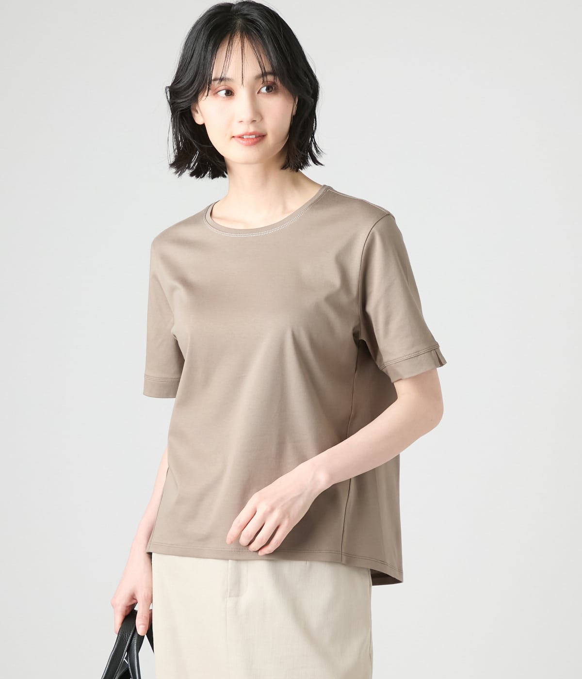 【接触冷感】コットンスムース 半袖ラメステッチＴシャツ