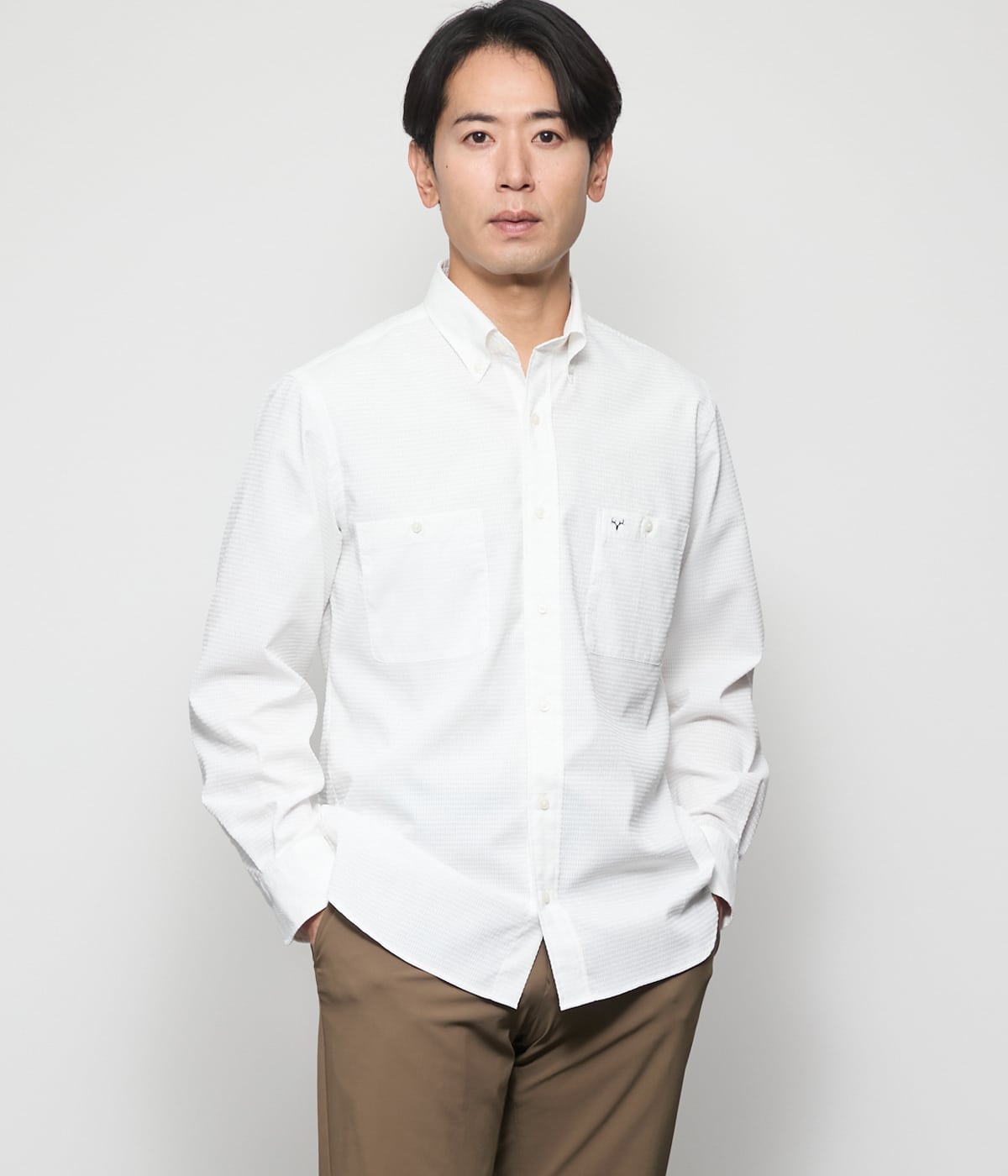 【鹿島アントラーズ オフィシャルウェア】Dot Air 長袖ショートボタンダウン ダブルポケットシャツ