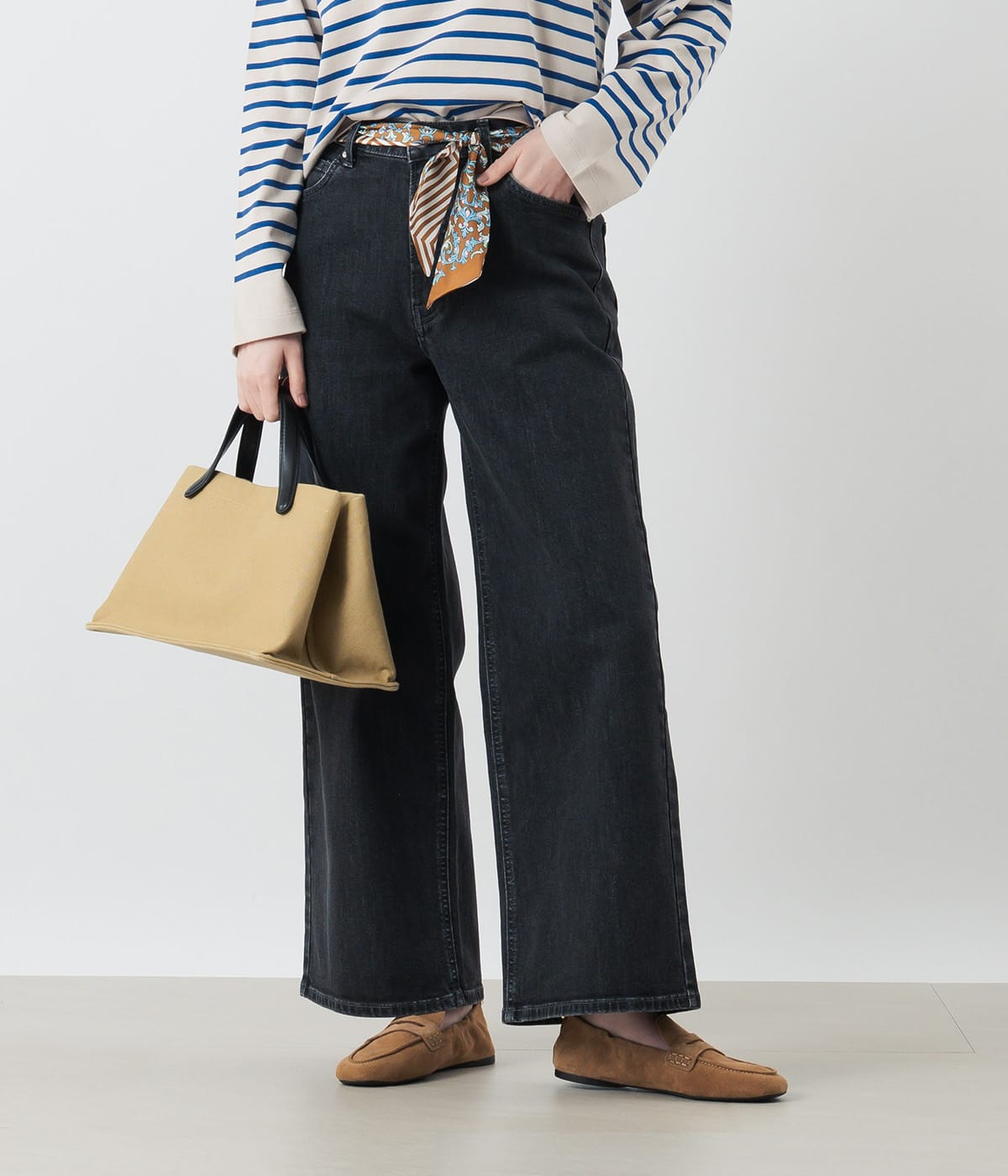 ストレッチ】EDWIN 11オンス ワイドブラックデニムパンツ(51339216