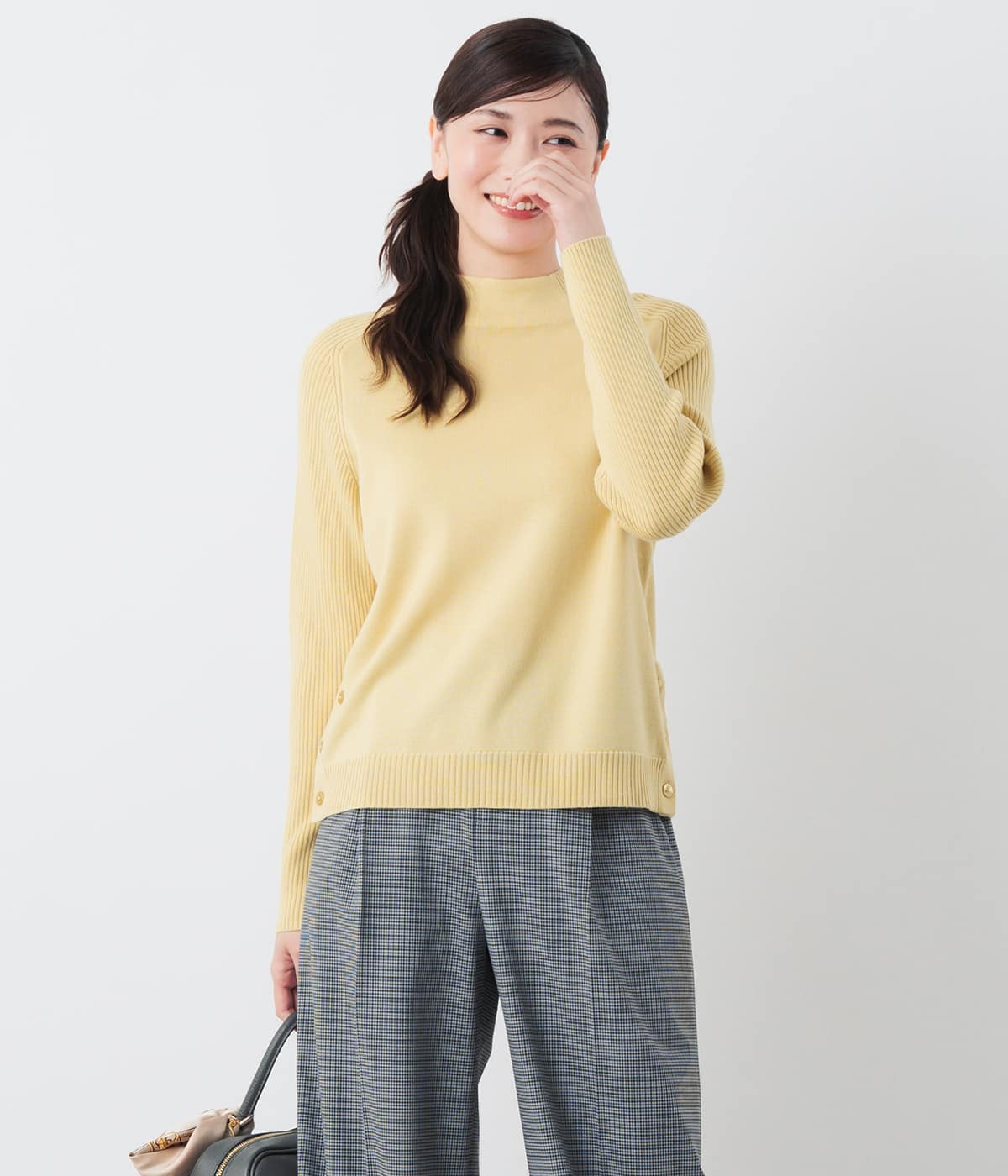 【L】【手洗い可能】ウォッシャブルウール モックネックニット