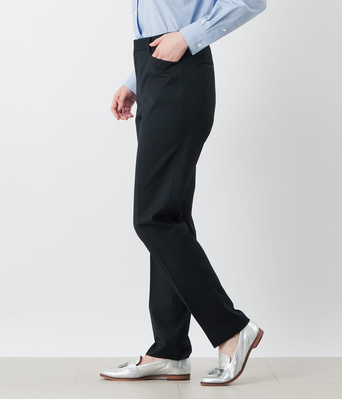 テーパードパンツ レディース ストレッチギャバ(71319803-2026