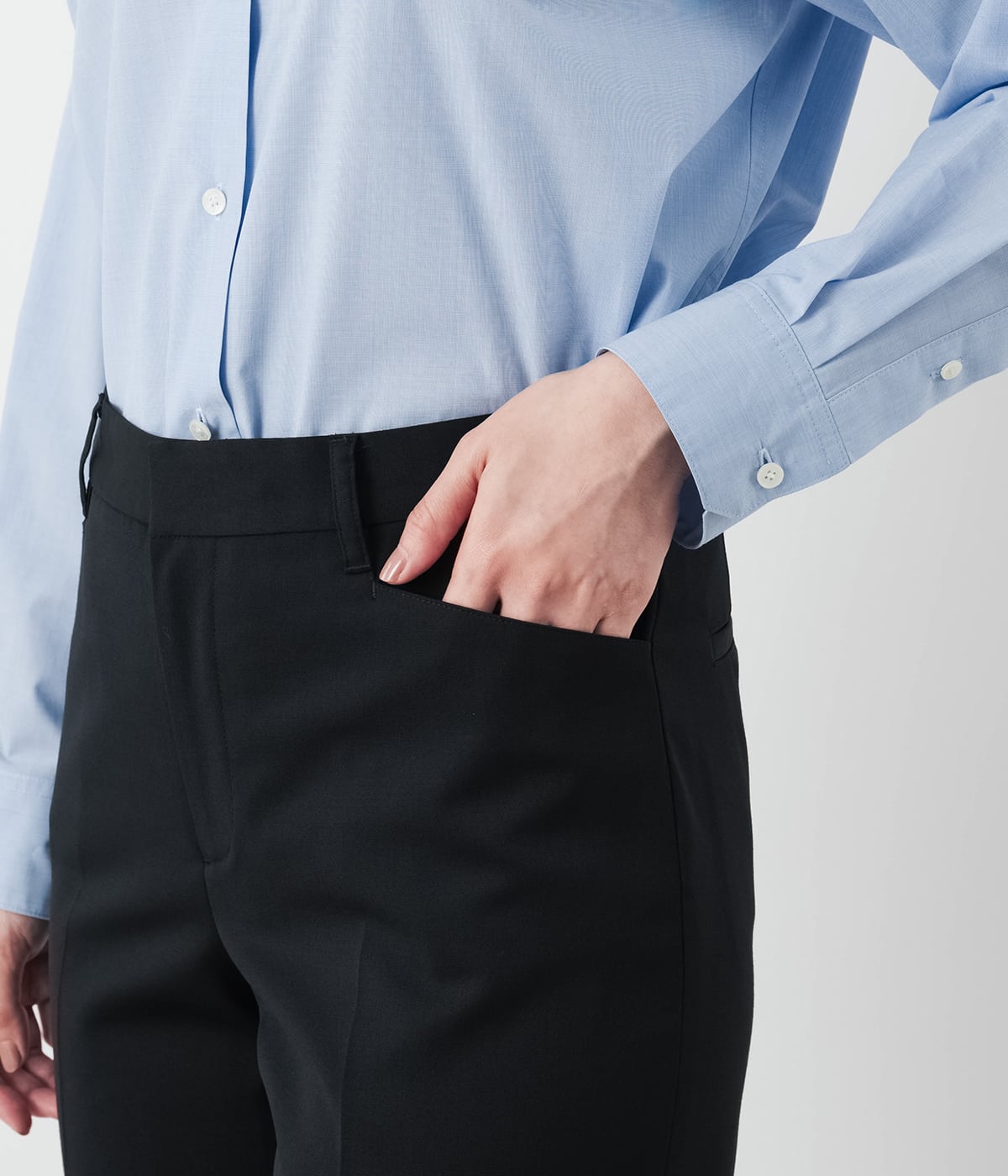 テーパードパンツ レディース ストレッチギャバ(71319803-2026
