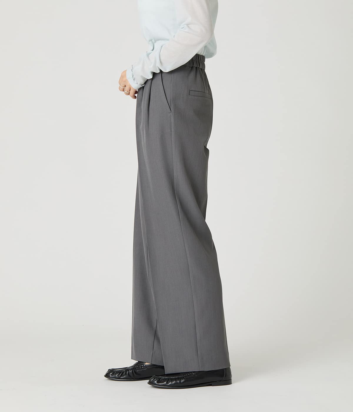 手洗い可能】2タックストレートパンツ レディース ウールライクツイル