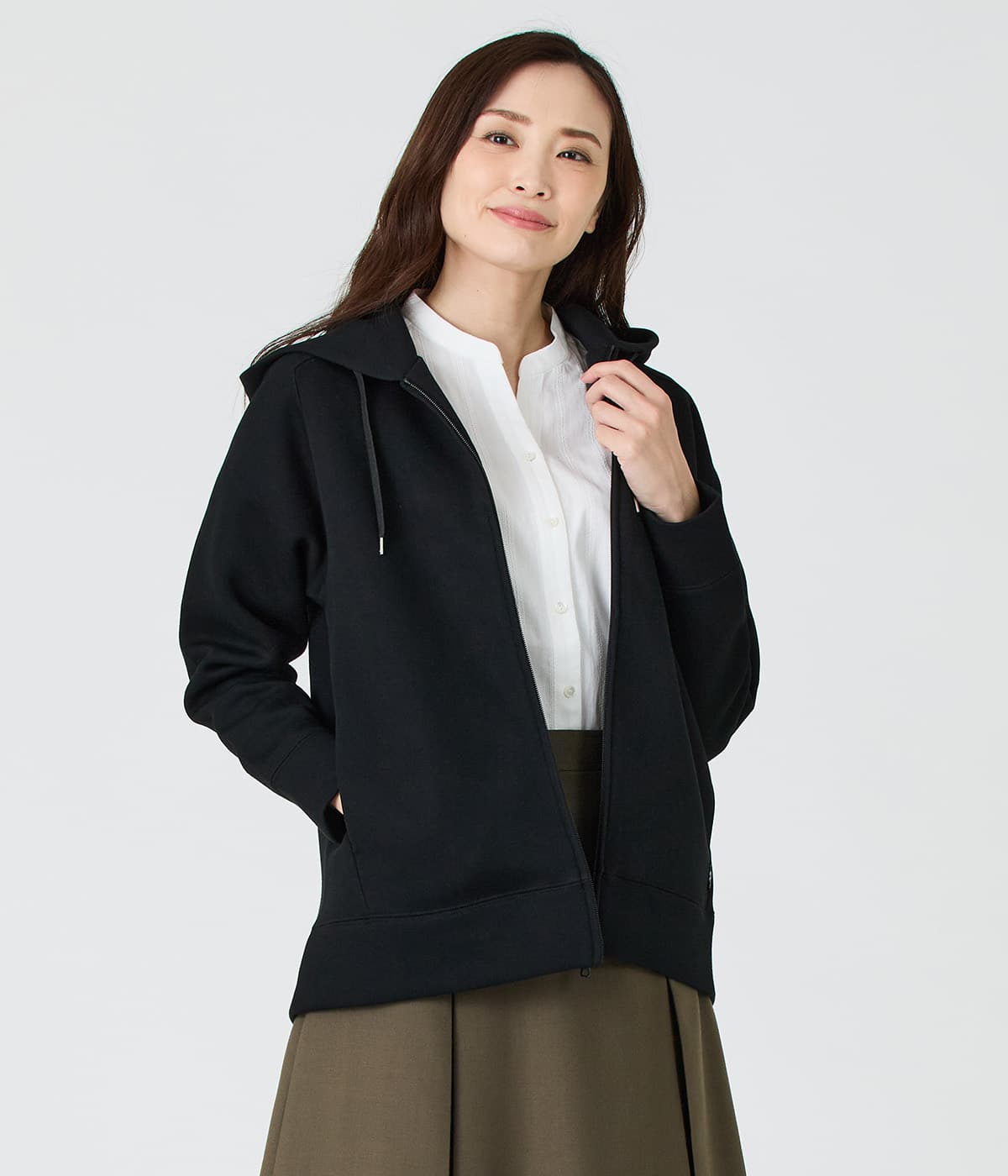 【L】ダブルジップパーカ レディース T/Cダンボール