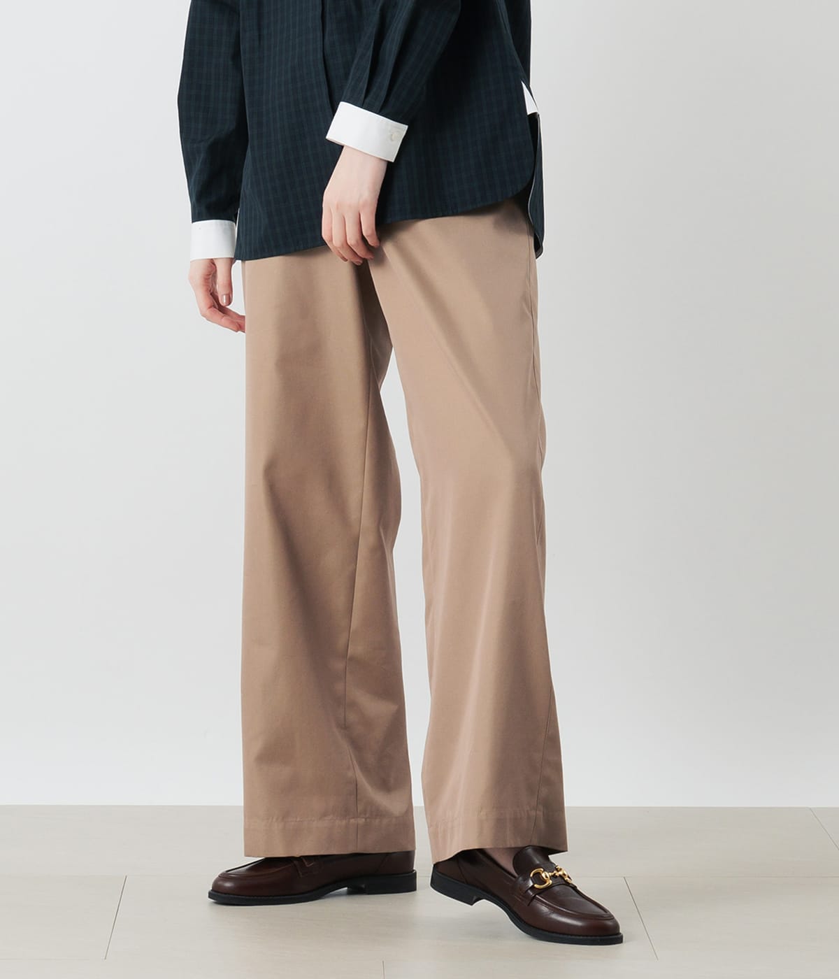 【L】コットンポリエステルギャバ チノパンツ