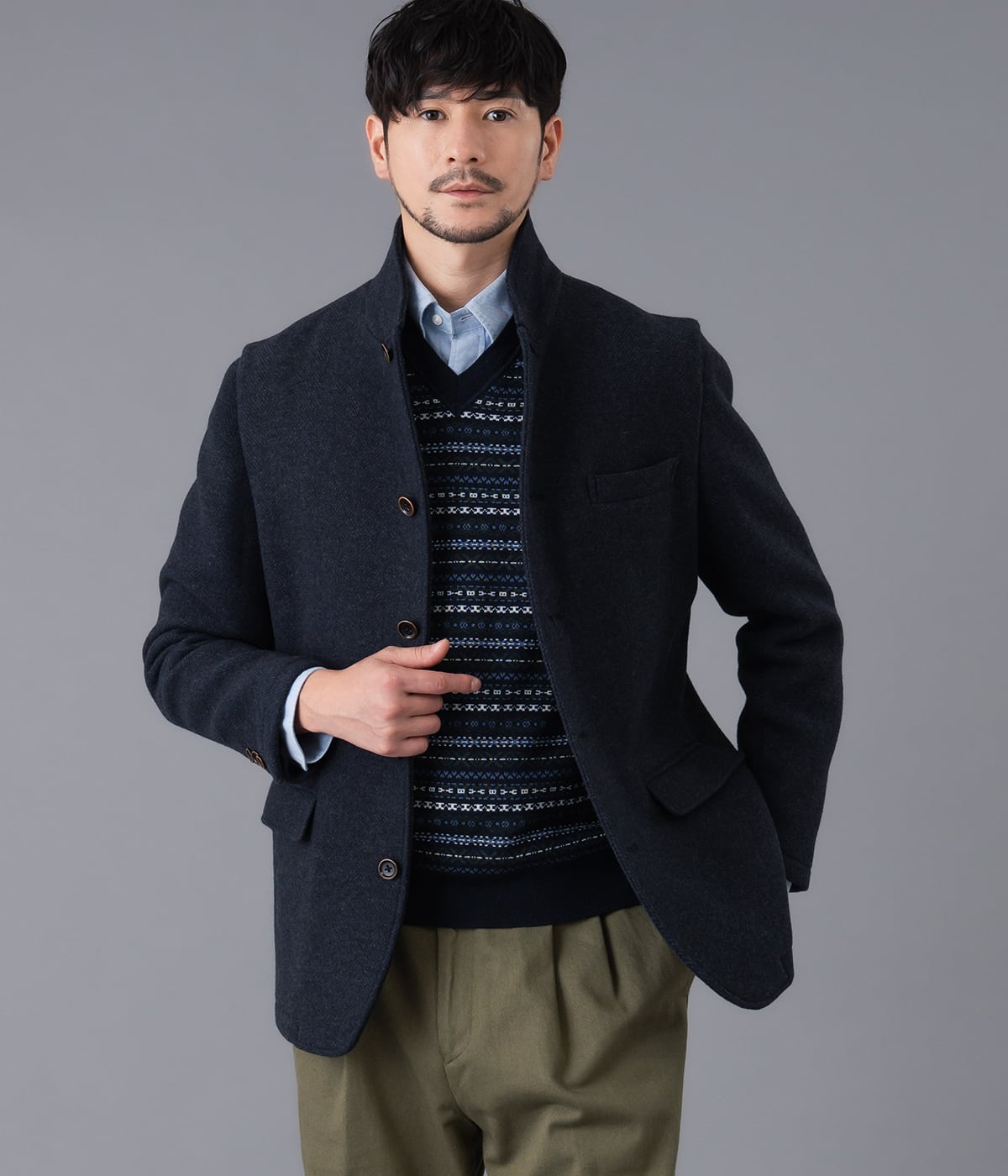 PONTETORTO ヘリンボーン リバークロス シェパードアウター