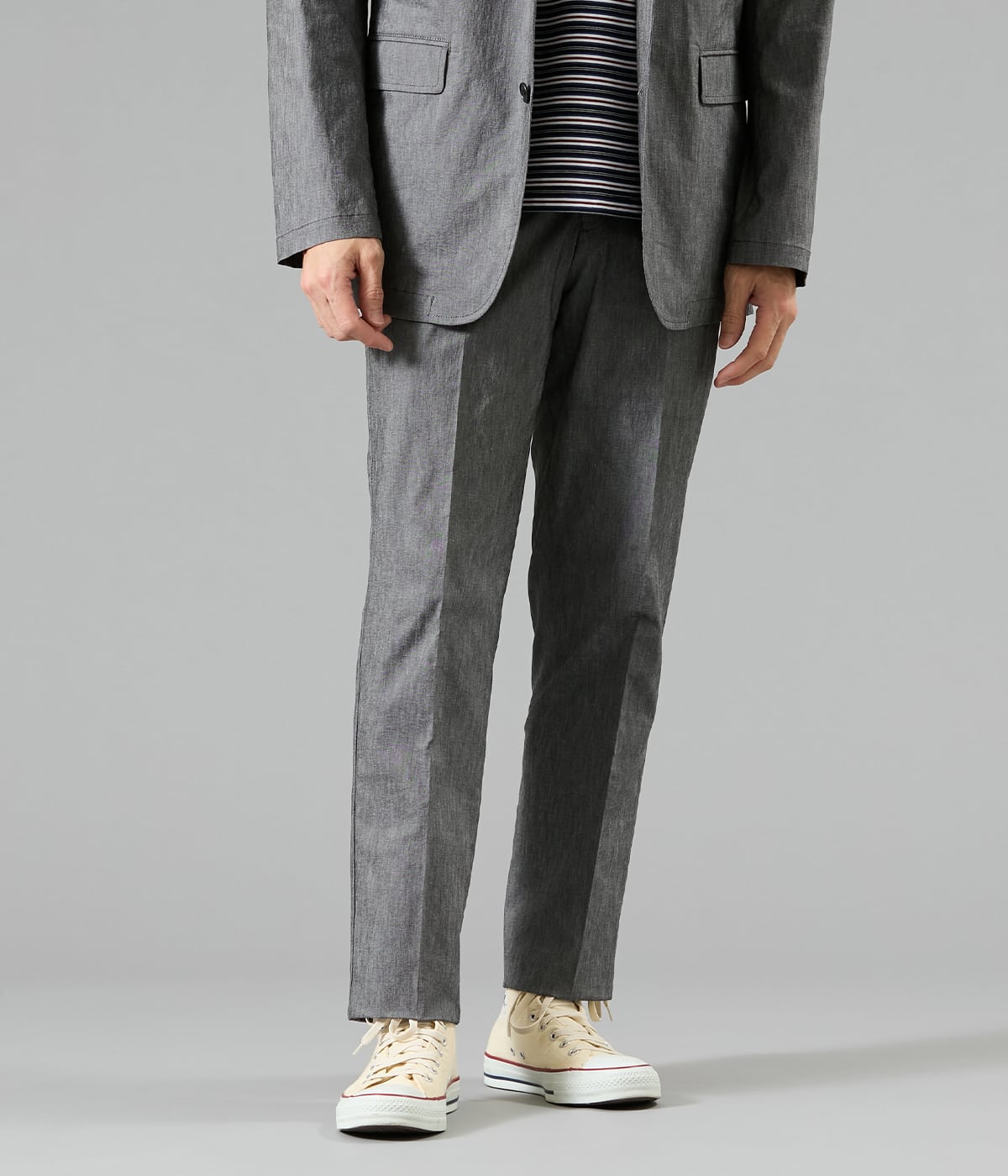 【ウォッシャブル・ストレッチ】ムーンフェイス ウエストアジャストパンツ（セットアップ対応）