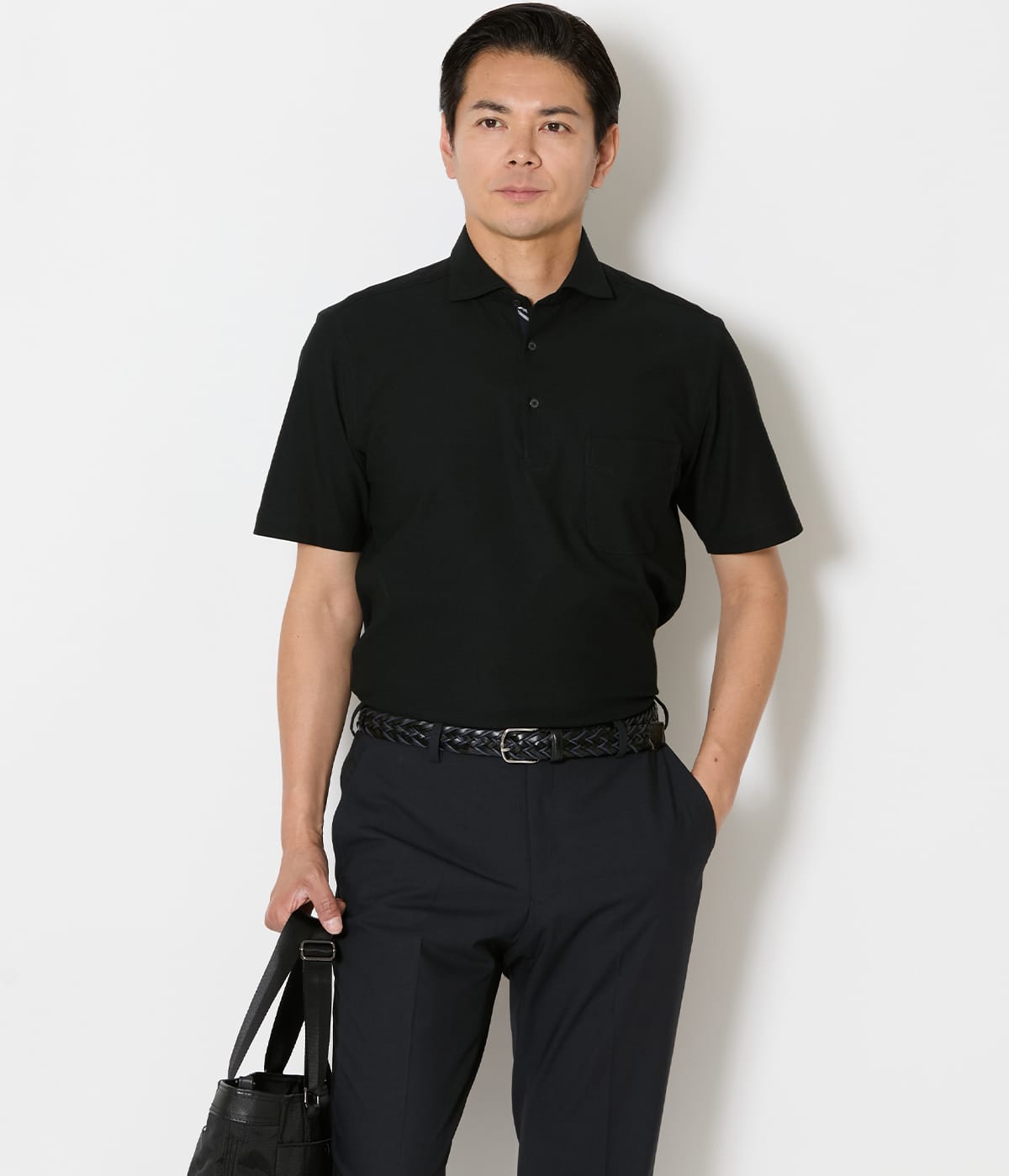 【吸水速乾】I cotoni di Albini 半袖カッタウェイカラーポロシャツ