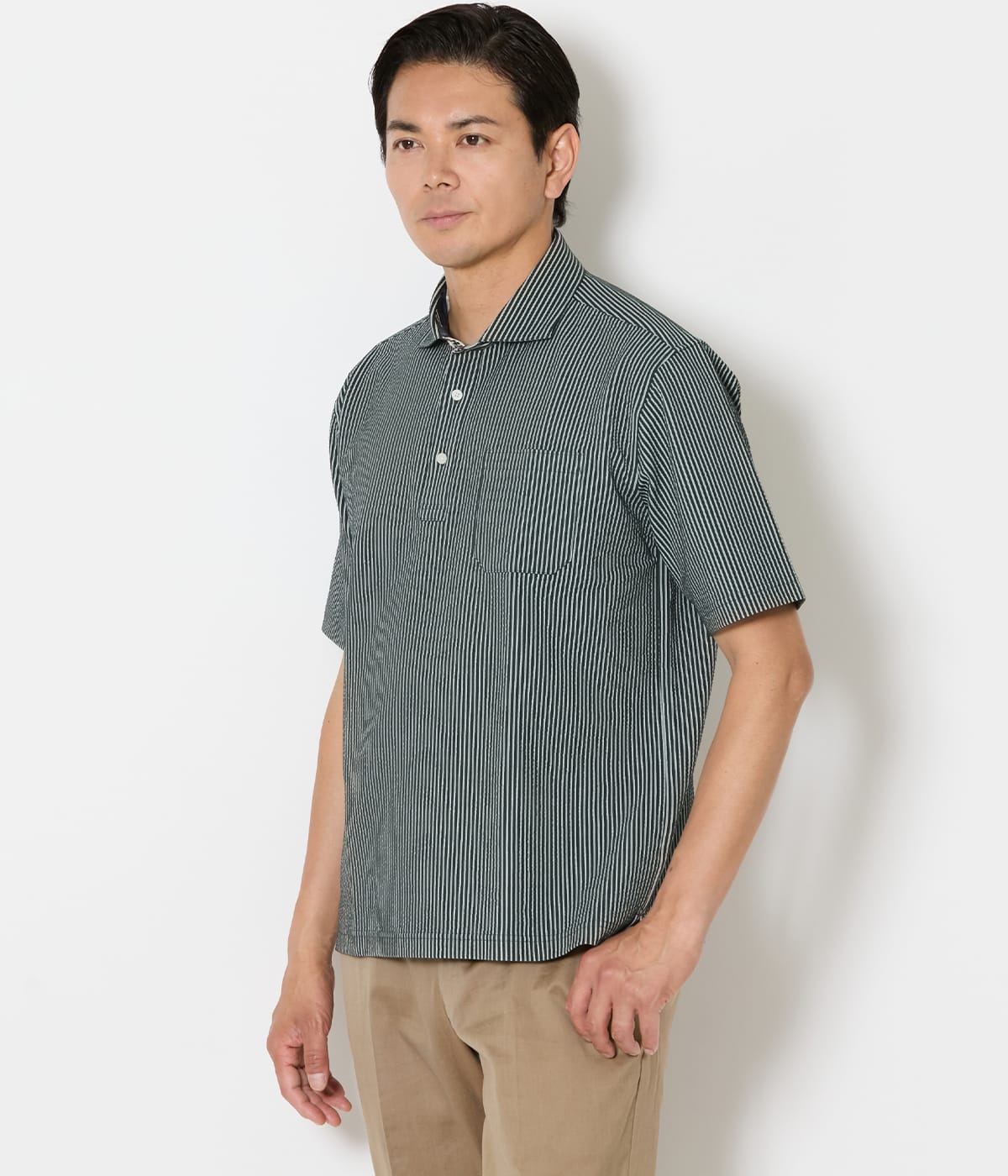 【吸水速乾】COOL COMFORT サッカーストライプ カッタウェイカラーポロシャツ