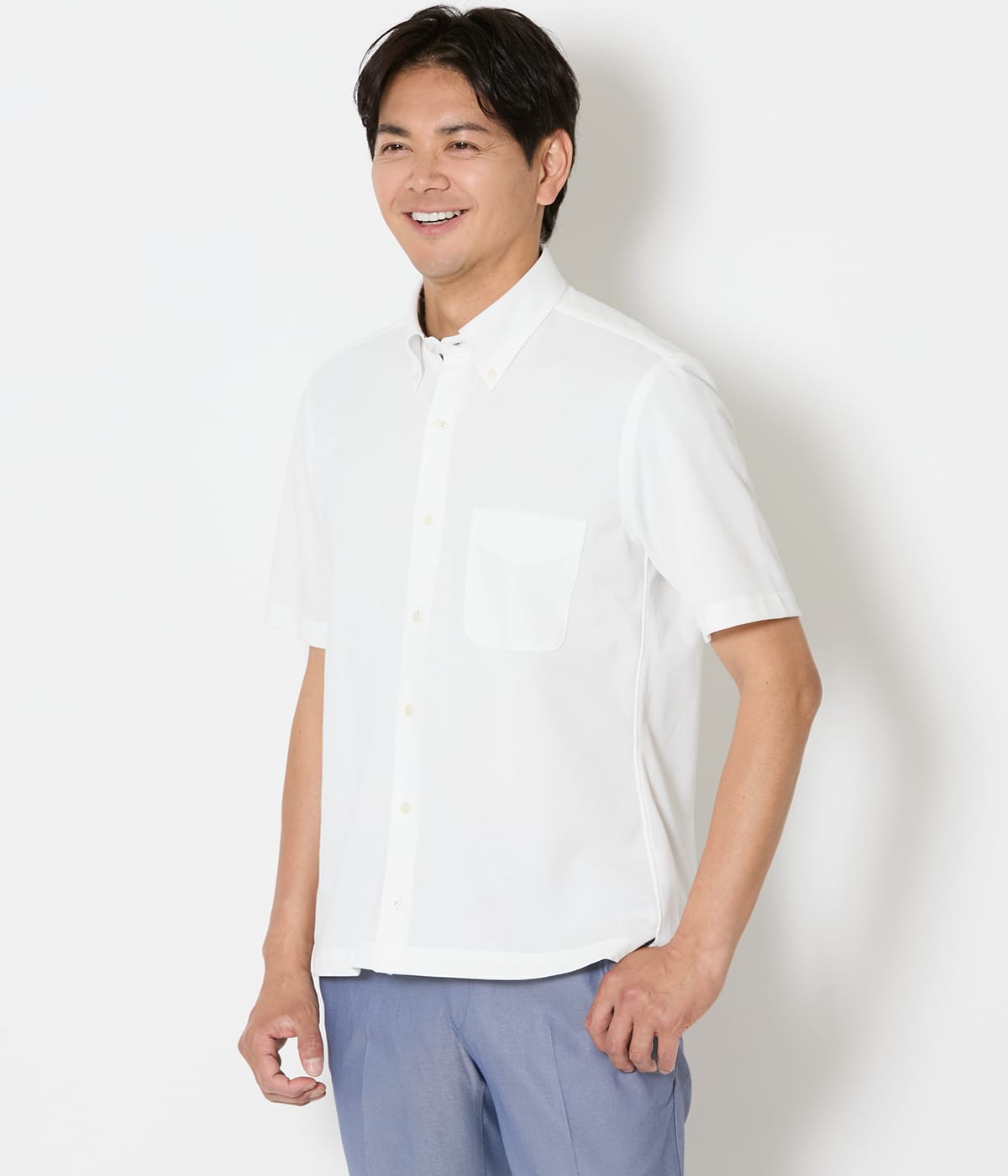 【吸水速乾】COOL COMFORT エイトロック鹿の子 前開きボタンダウンポロシャツ