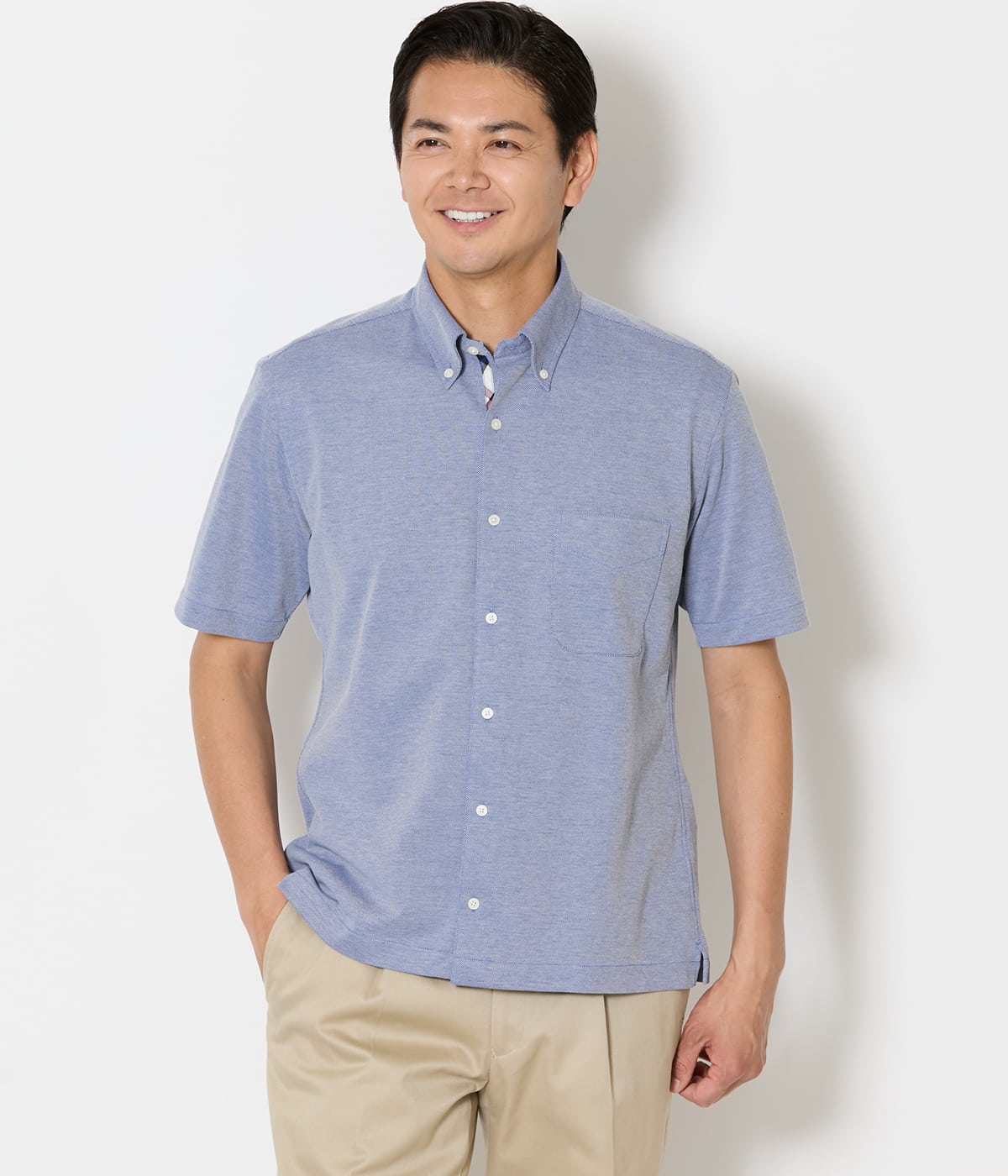 【吸水速乾】COOL COMFORT エイトロック鹿の子 前開きボタンダウンポロシャツ