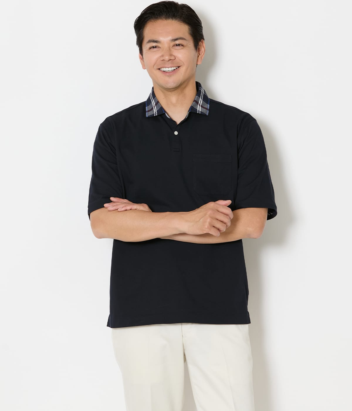 COOL COMFORT ニューヨーカータータン 布帛カッタウェイスキッパーポロシャツ